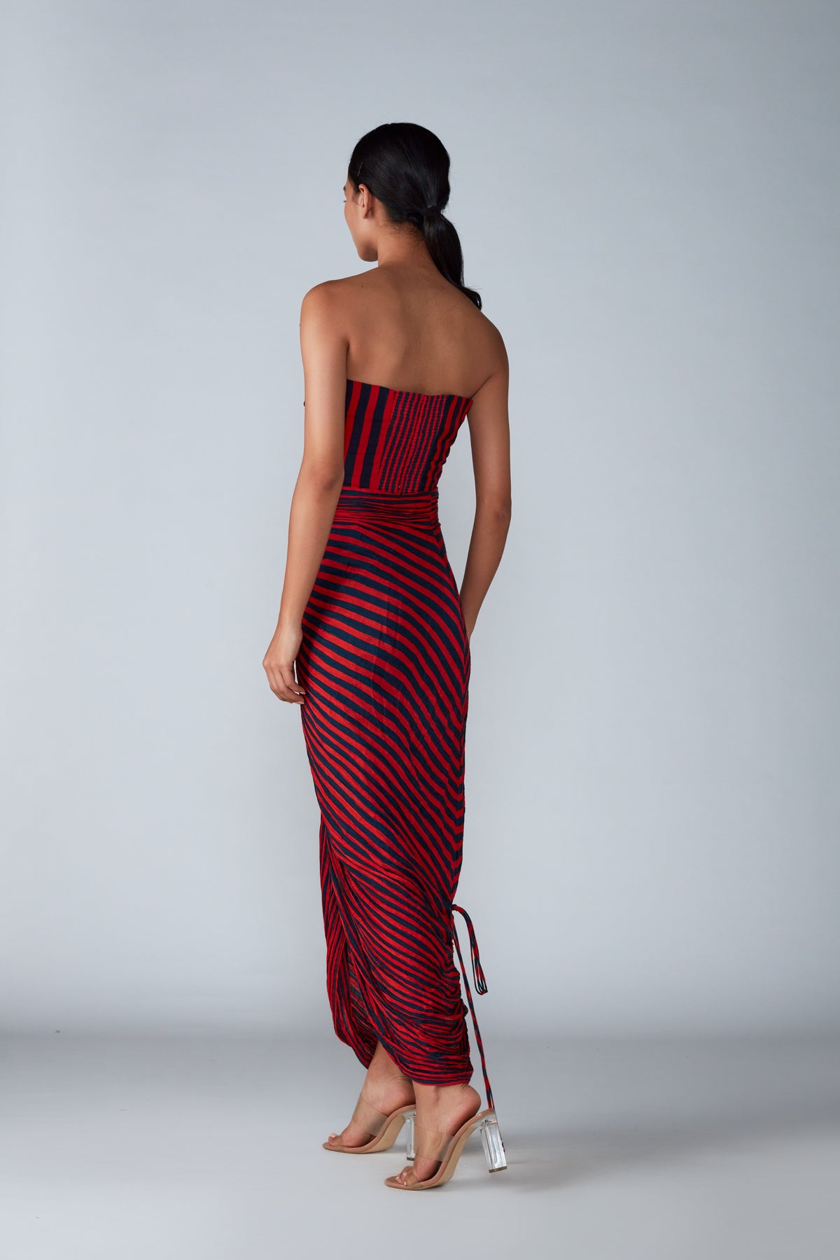 Stripe Print Bustier Skirt Set