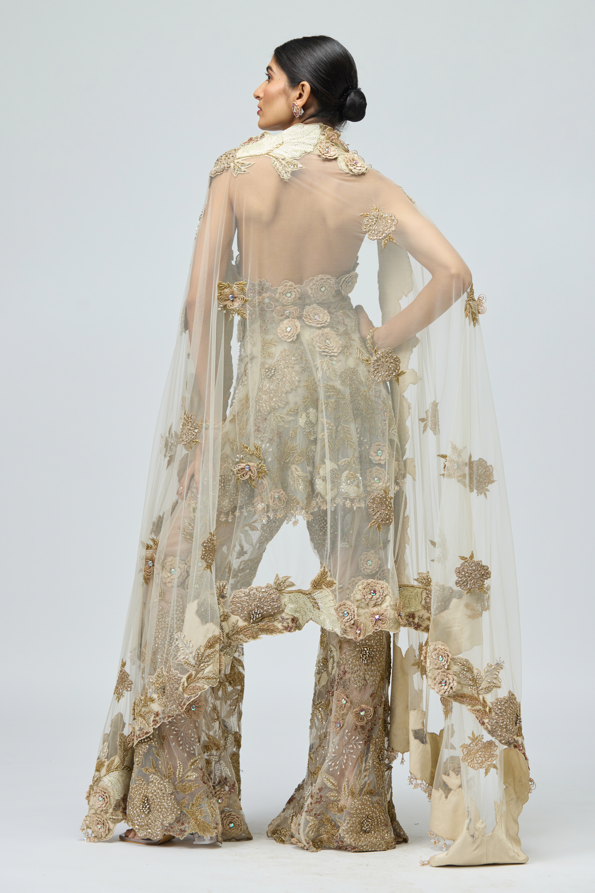Gold Patchwork Sharara Set