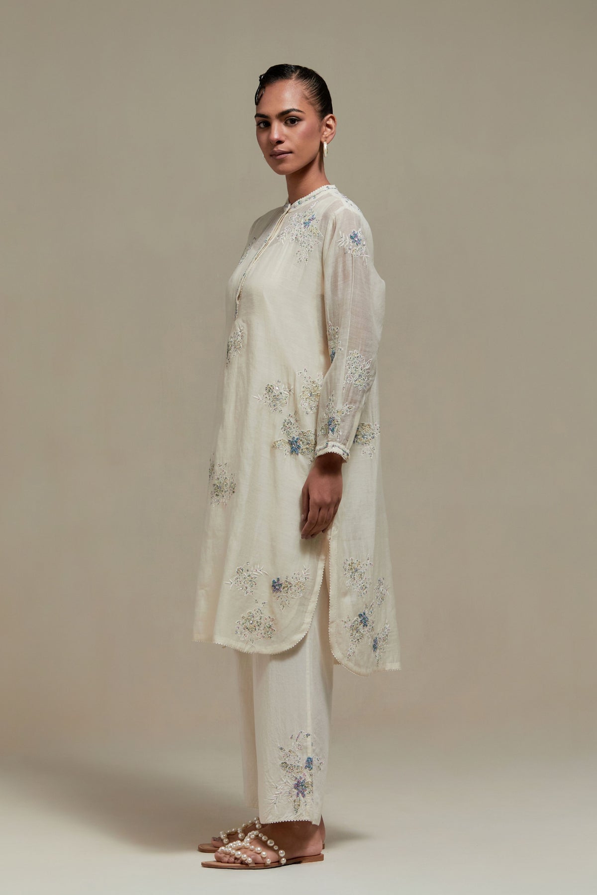 Blue Applique Kurta And Pants
