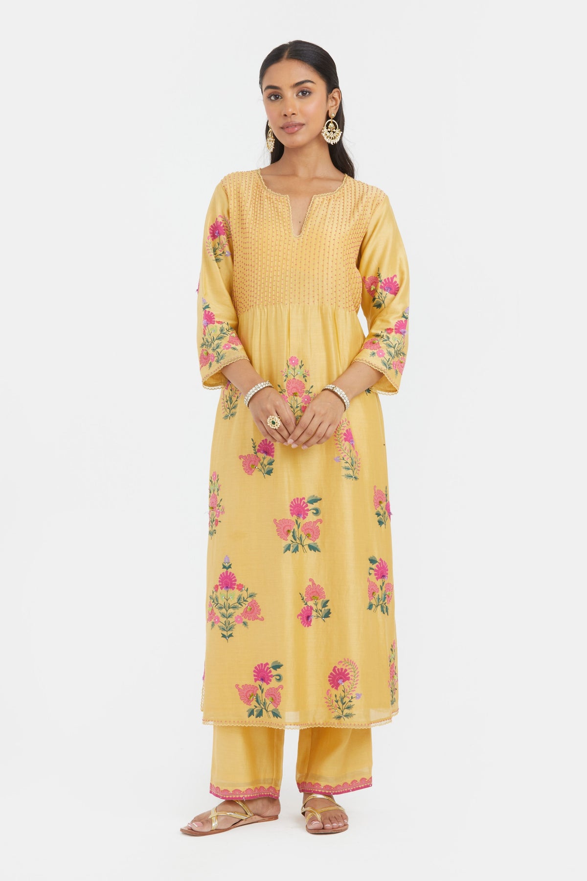 Chanderi Yellow Kurta Set