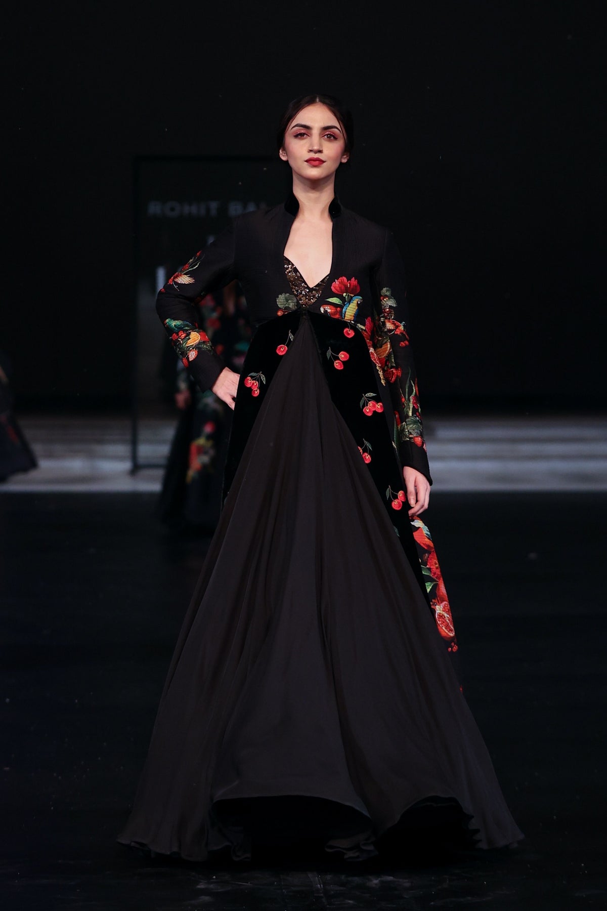 Long Printed Jacket With Anarkali
