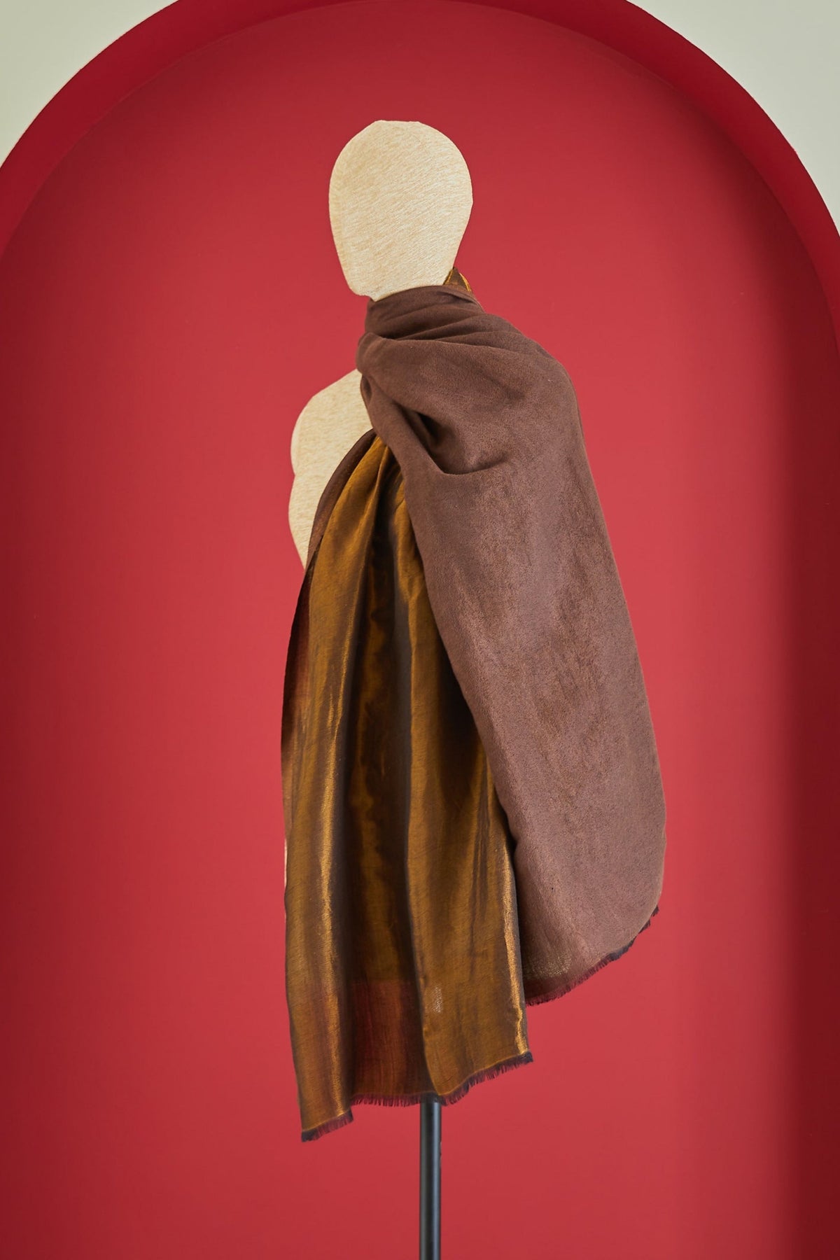 Wool Reversible Zari Brown Stole