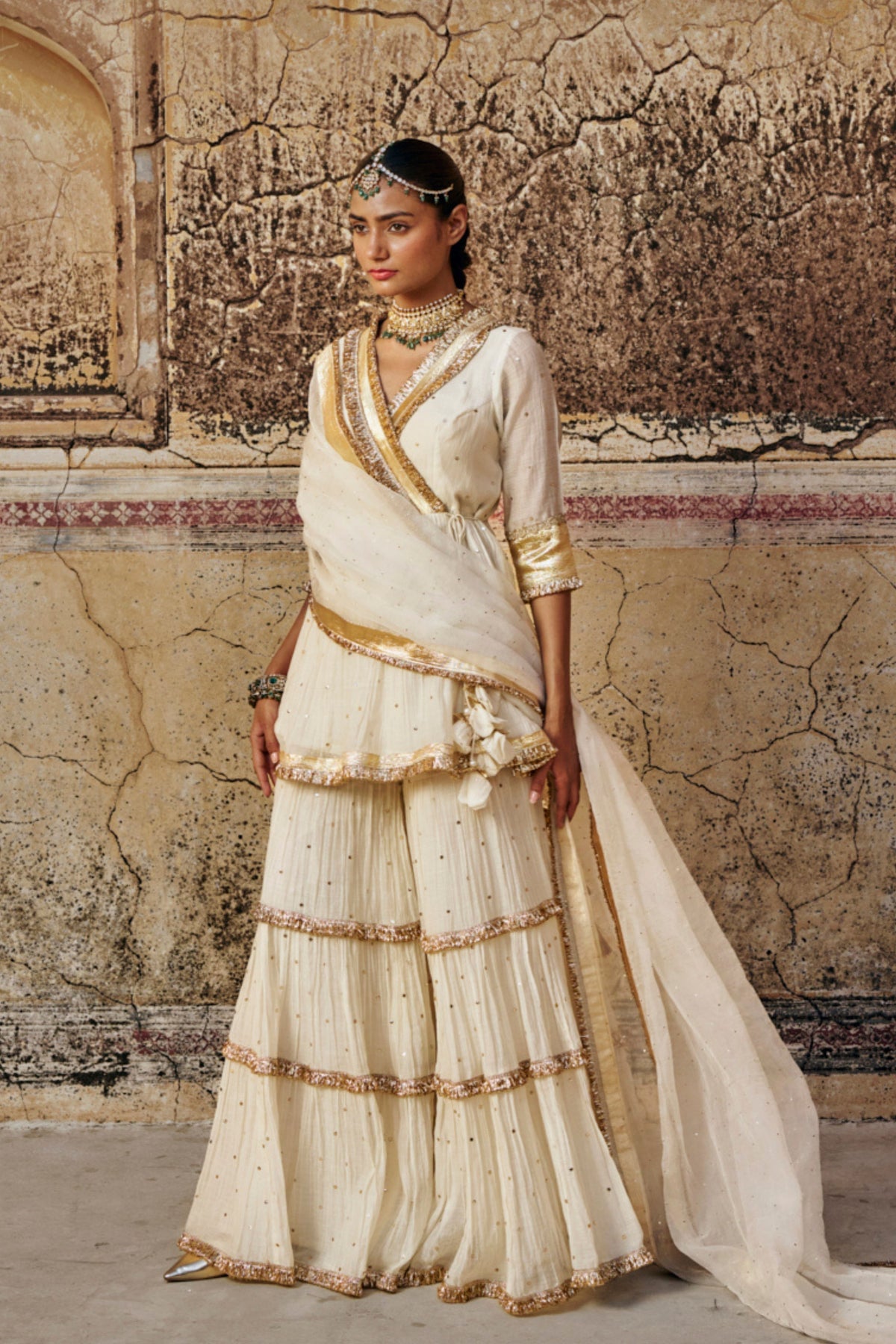 Ivory Chanderi Sharara Set