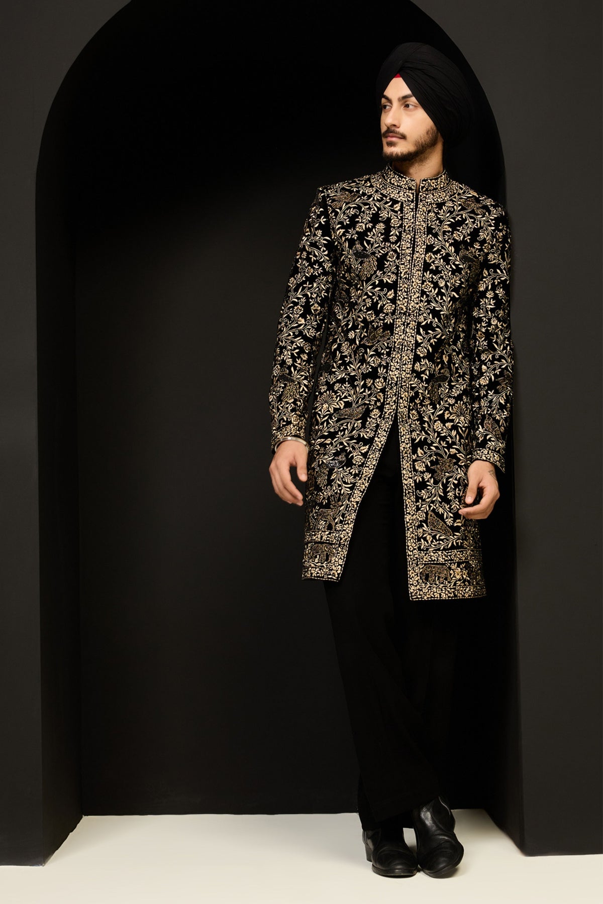 Open Embroidered Indo Western Set