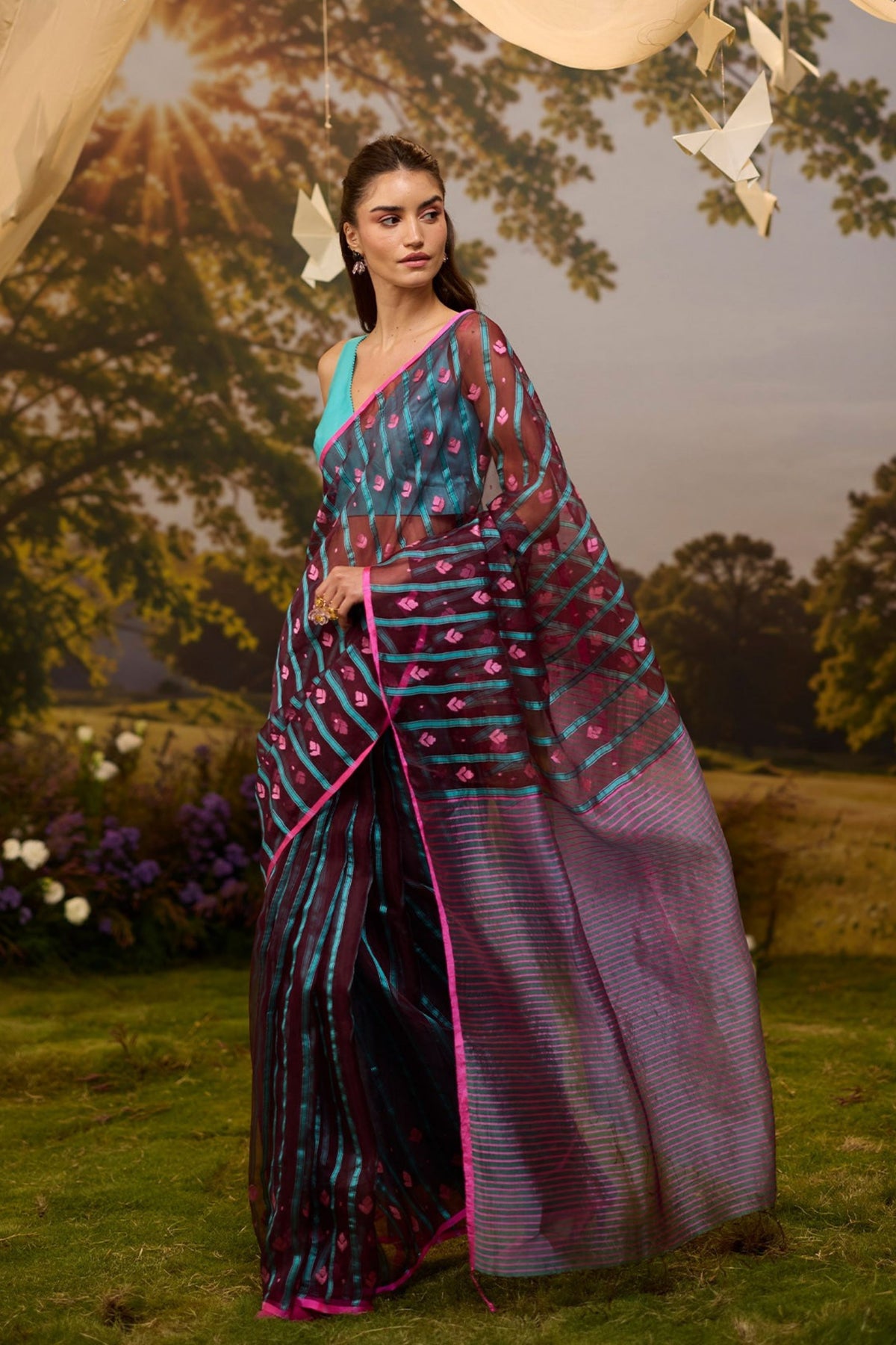 Afterglow Jamdani Saree