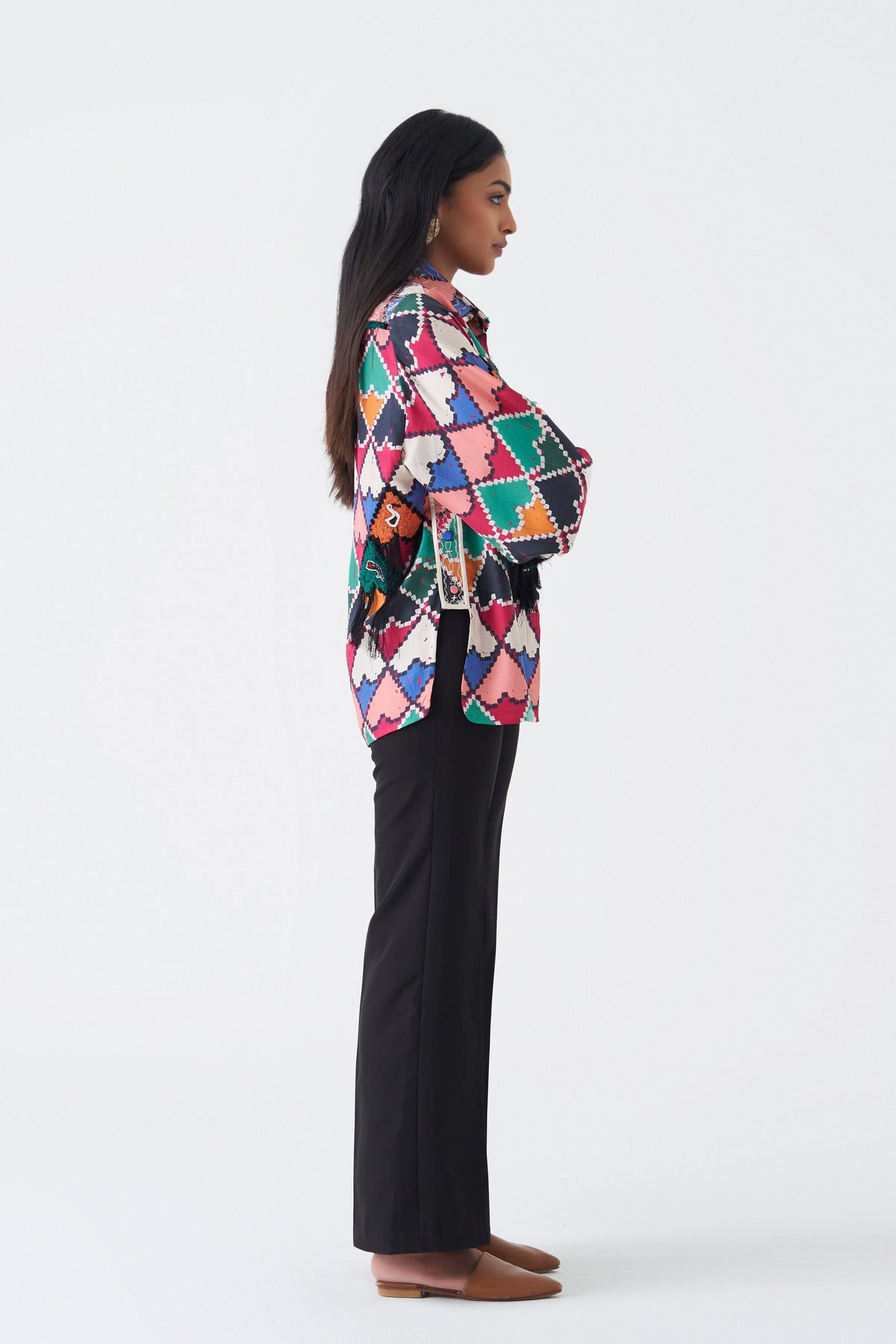 Print and Embroidered Tulum Shirt