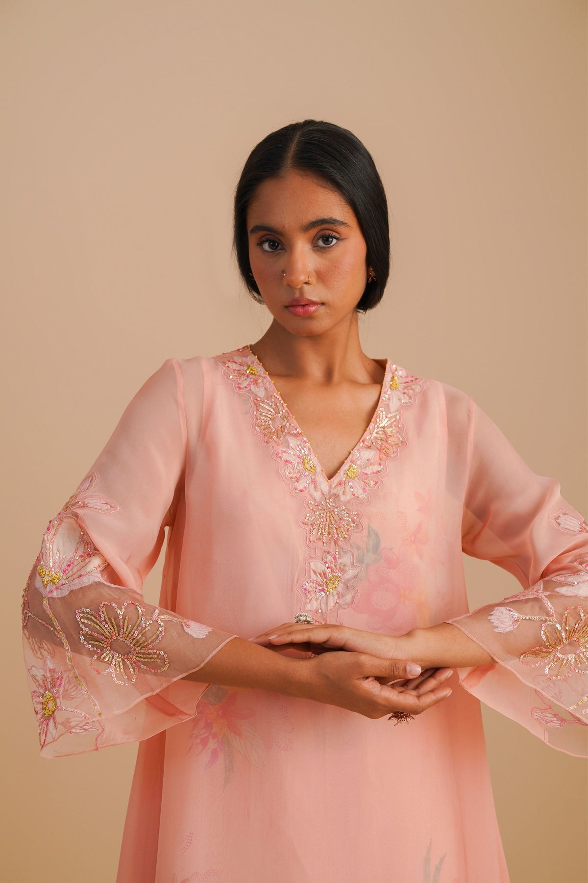 Blush Organza Kurta Set