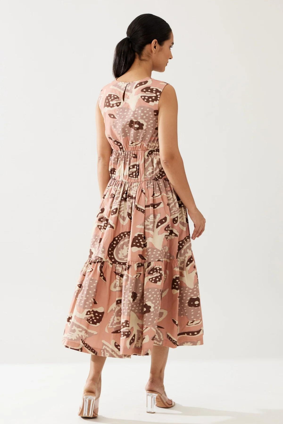 Peach And Cream Floral Dress