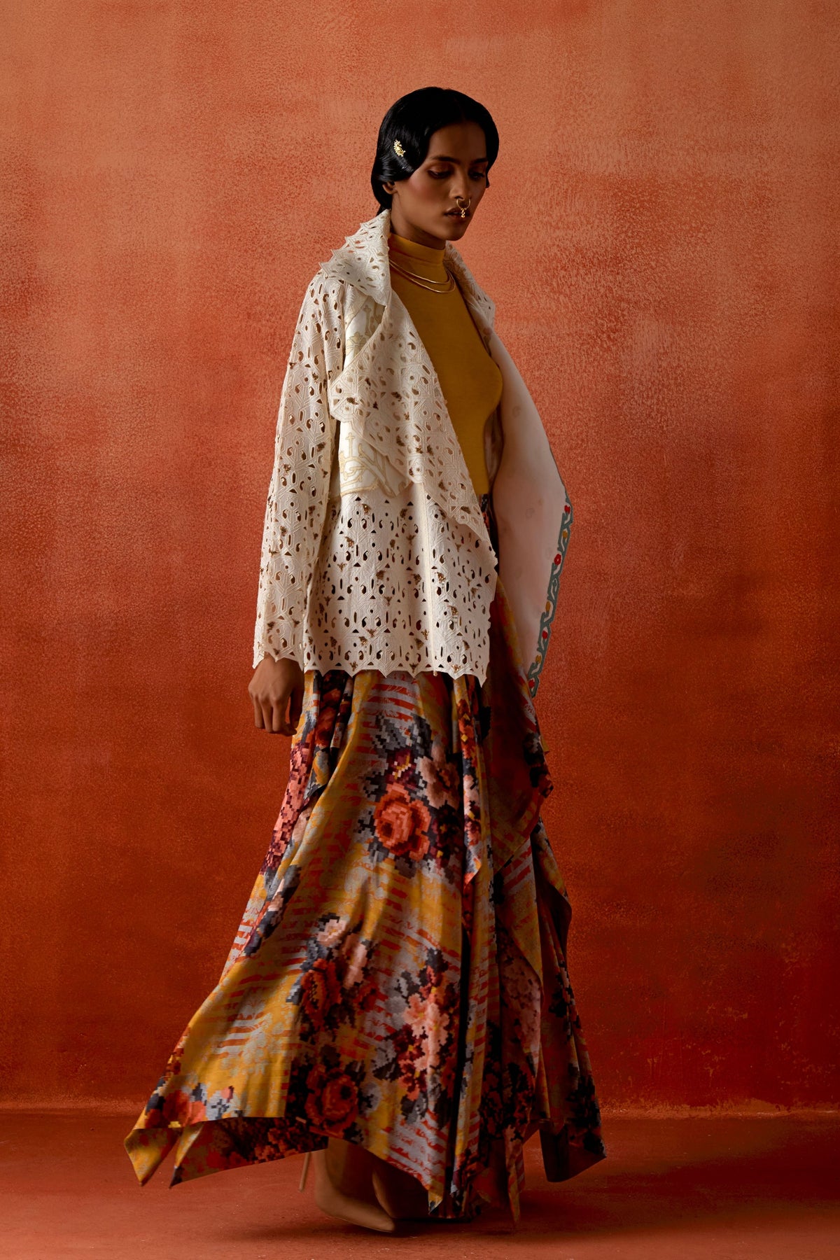 Printed Draped Skirt