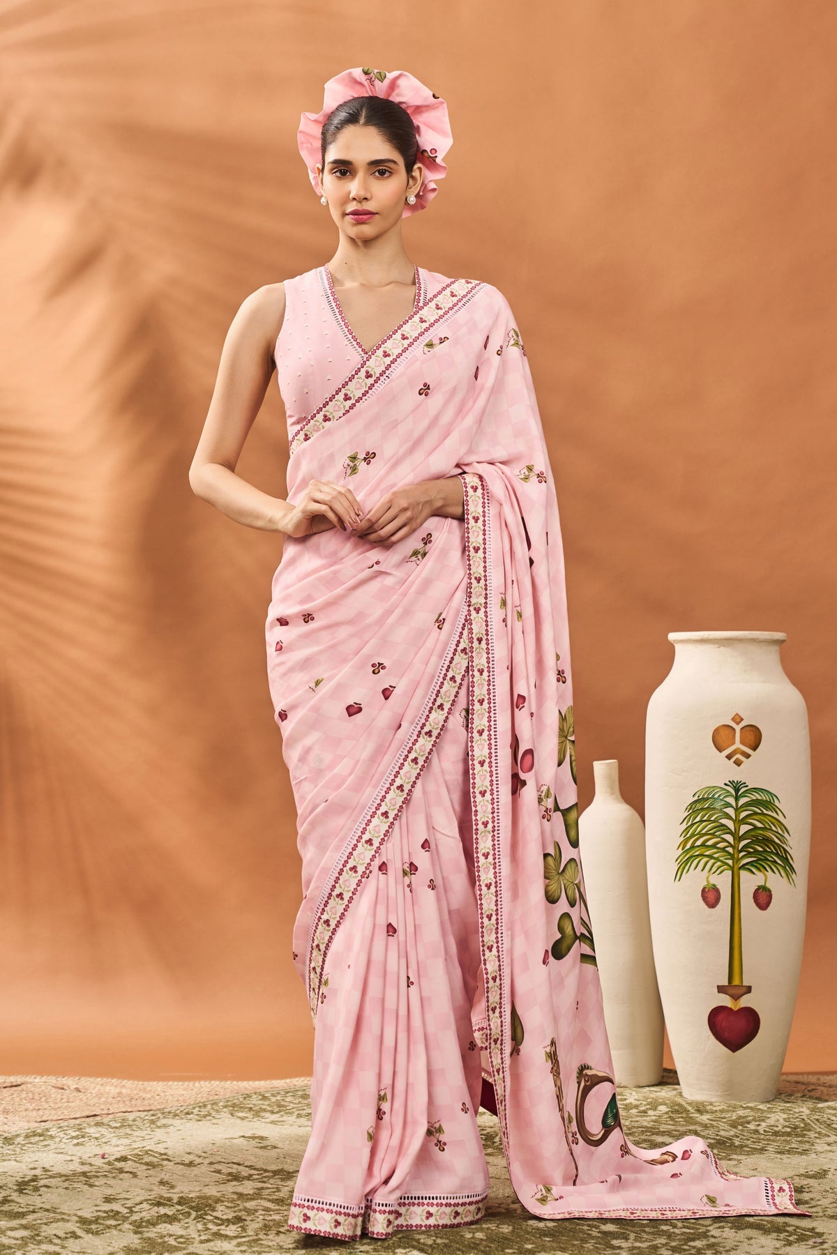 Pink Checkers Spade Bloom Saree