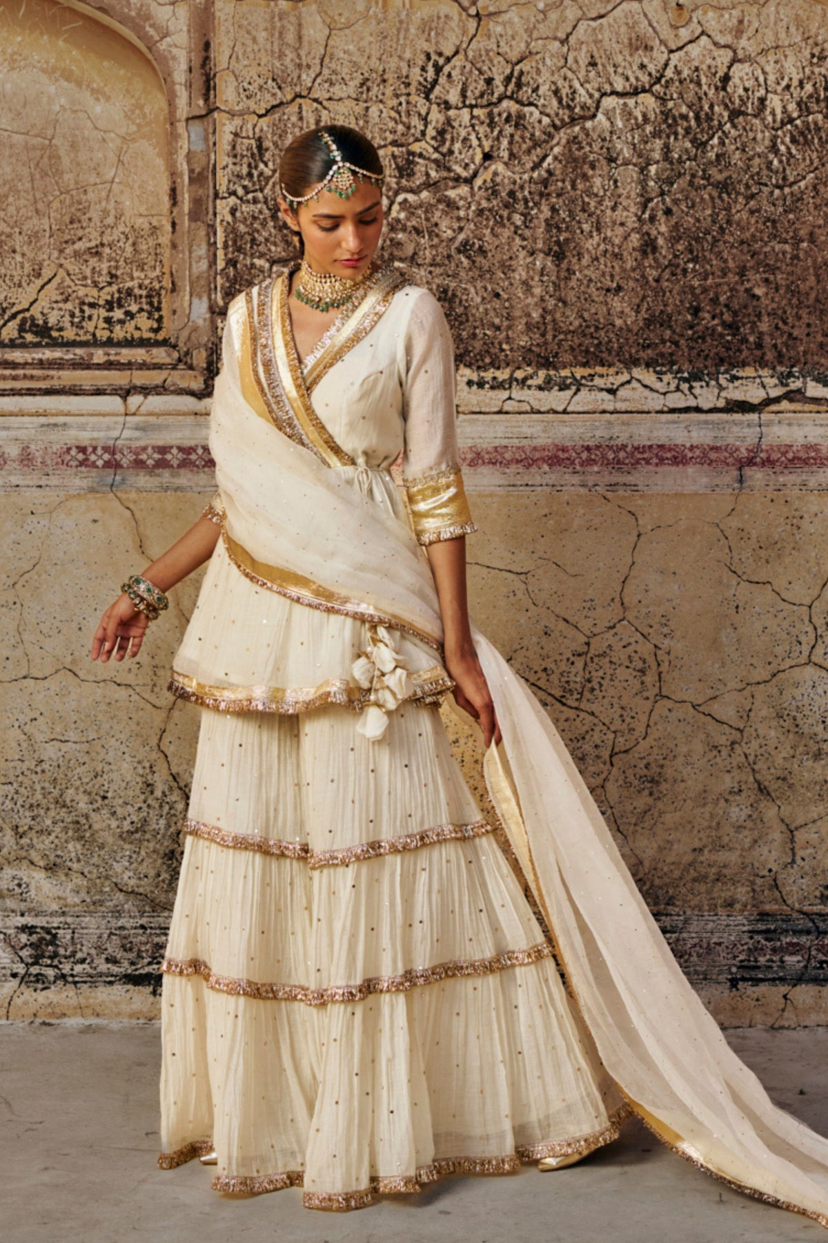 Ivory Chanderi Sharara Set