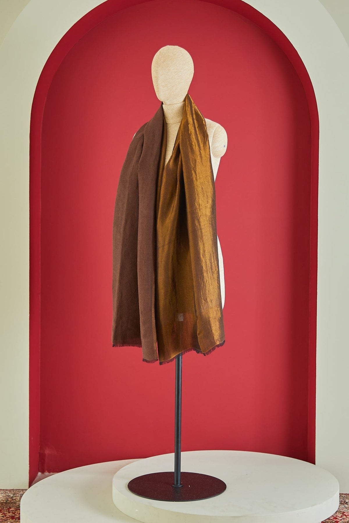 Wool Reversible Zari Brown Stole