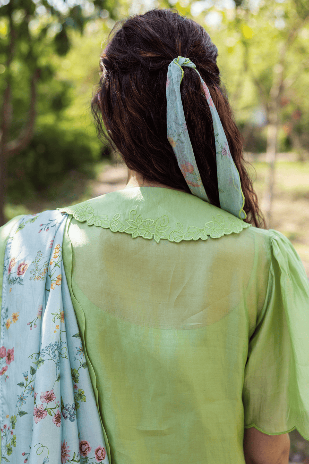 Sunlit Morning Embroidered Green Blouse
