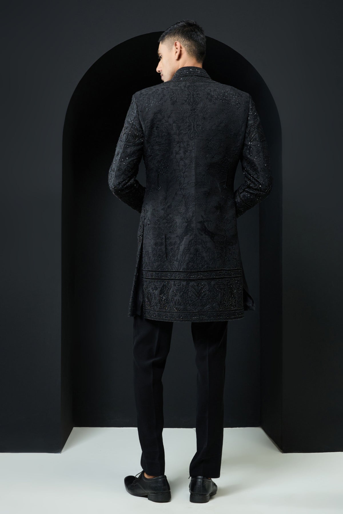 Black Open Indo Western Set