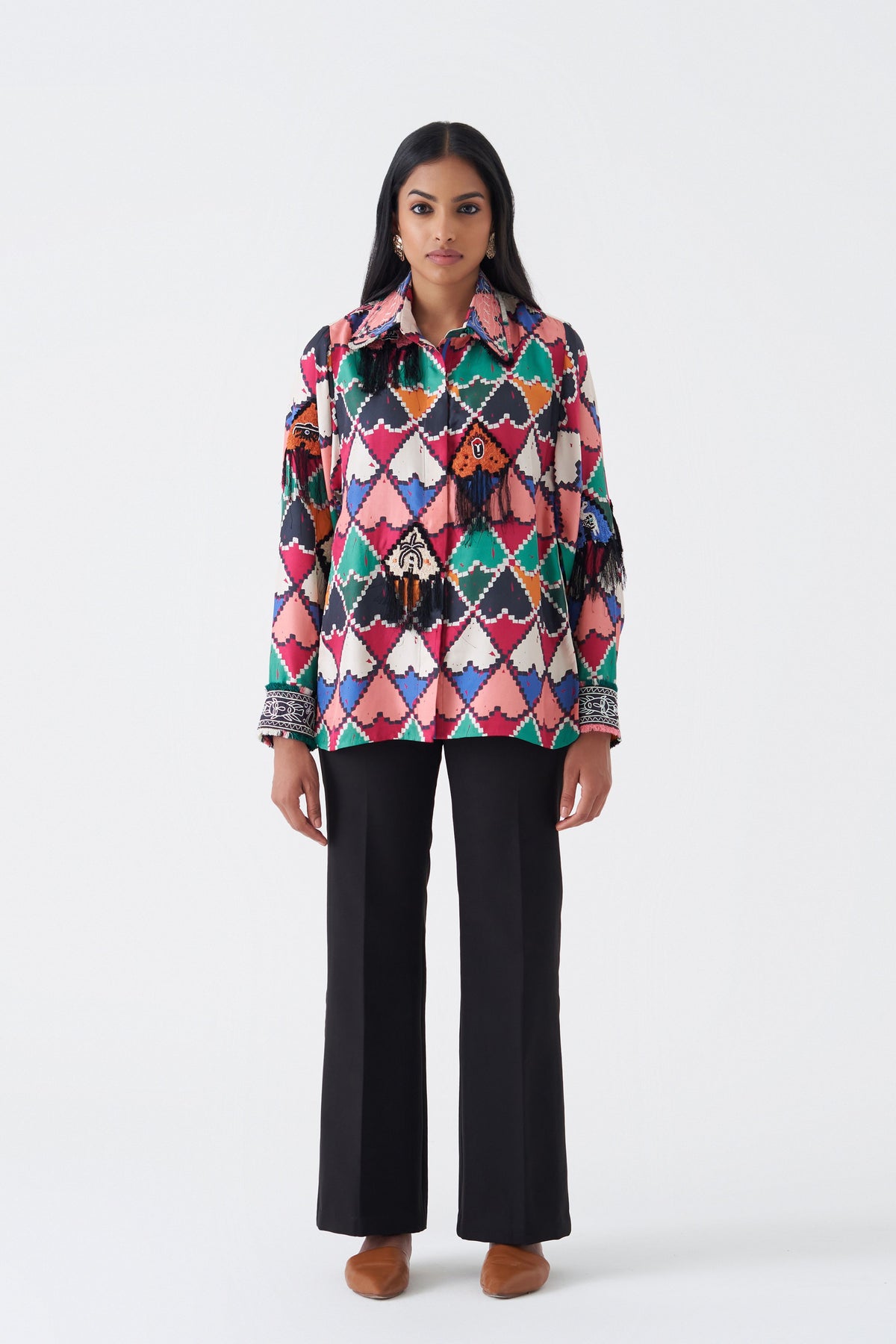 Print and Embroidered Tulum Shirt