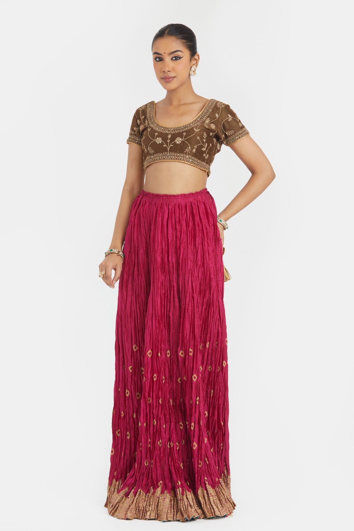 Olive Silk Lehenga Set