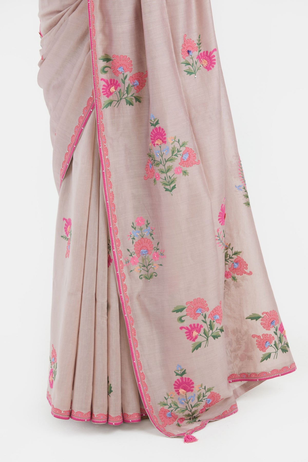 Lilac Silk Chanderi Saree Set