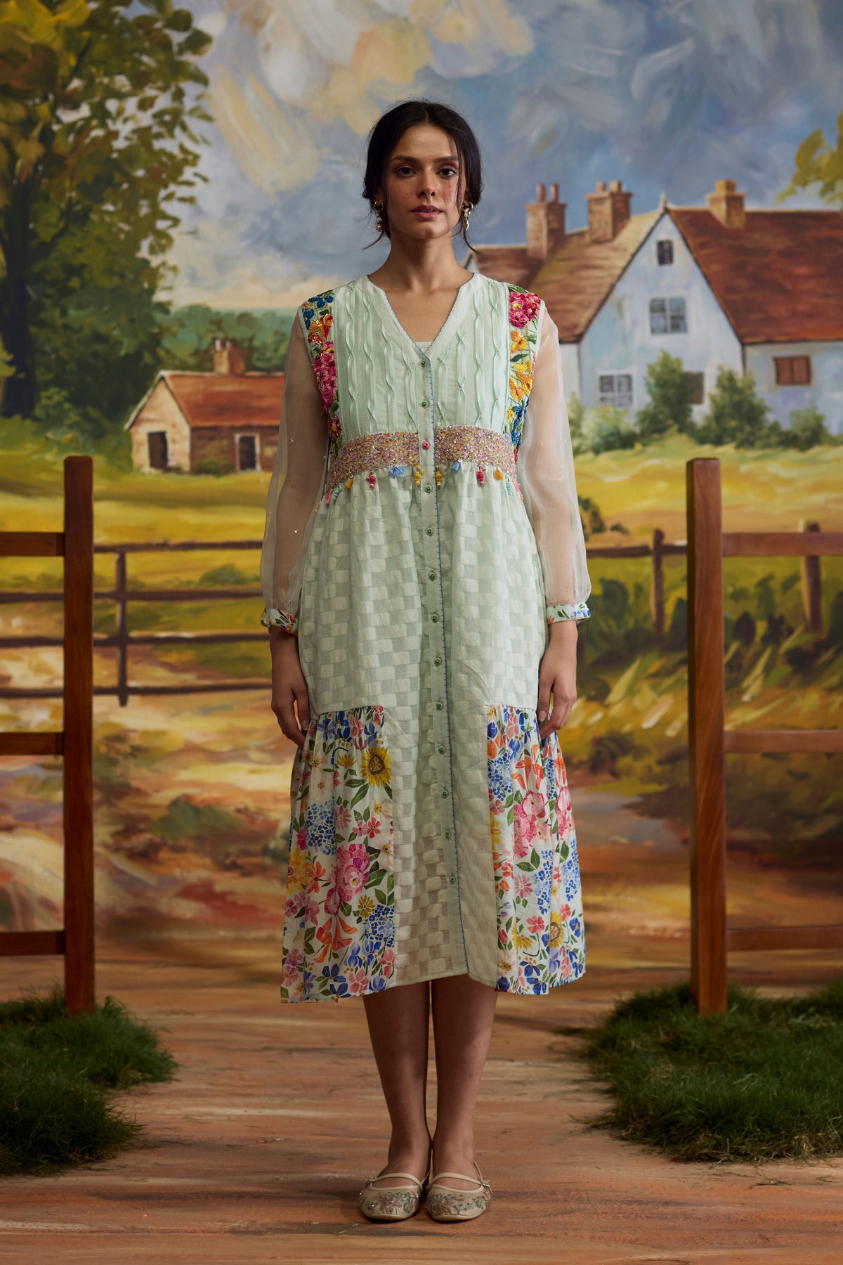 Meadow Floral Checkered Dress