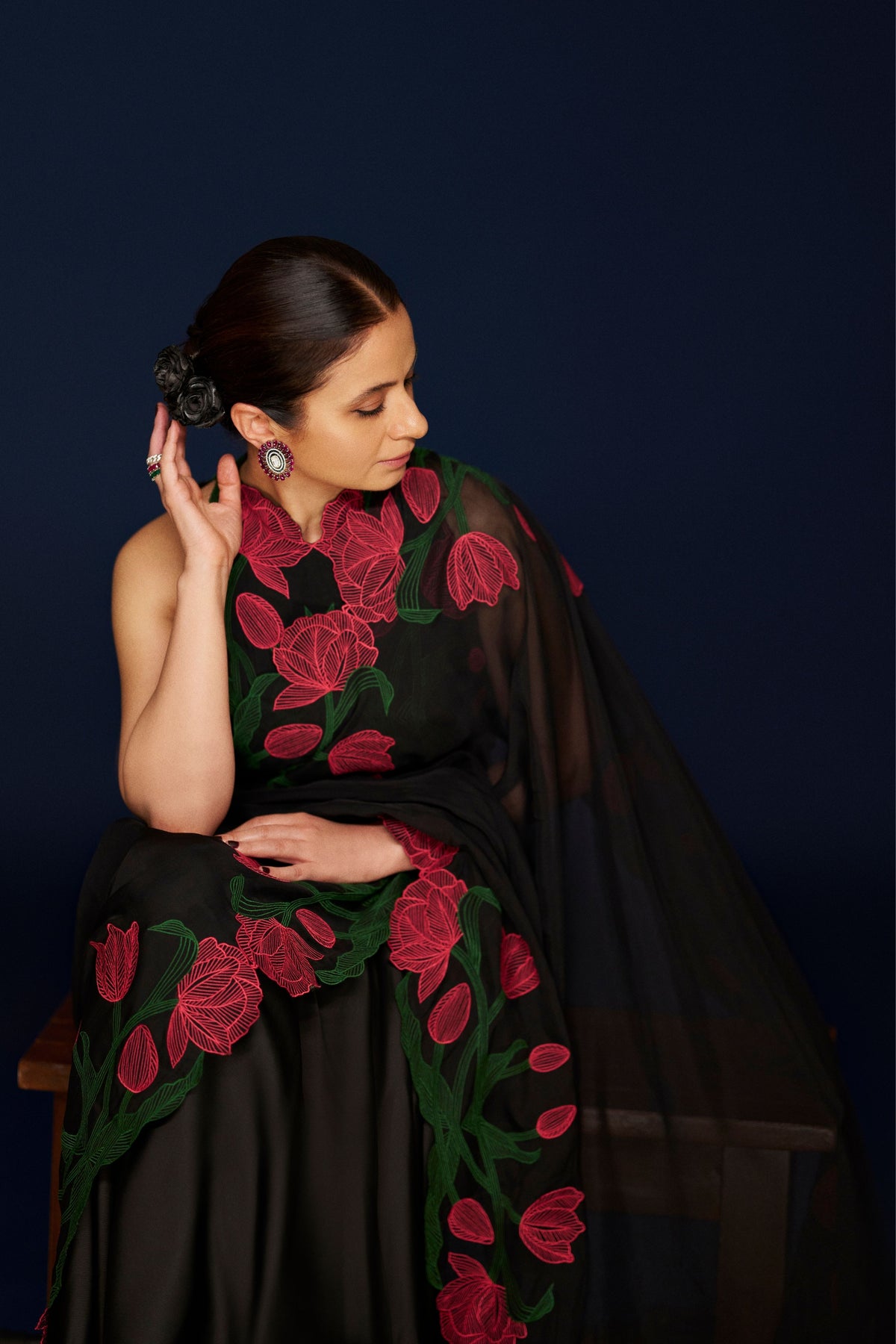 Wild Tulip Pre-Stitched Saree Set