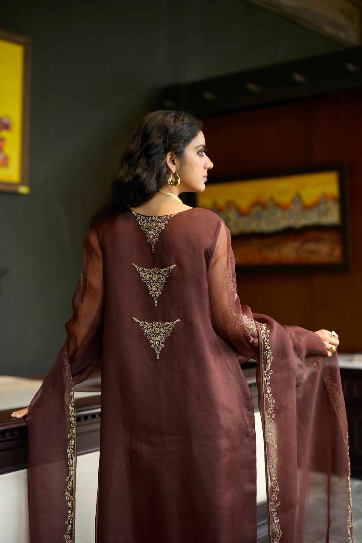 Brown Sukhali Kurta Set