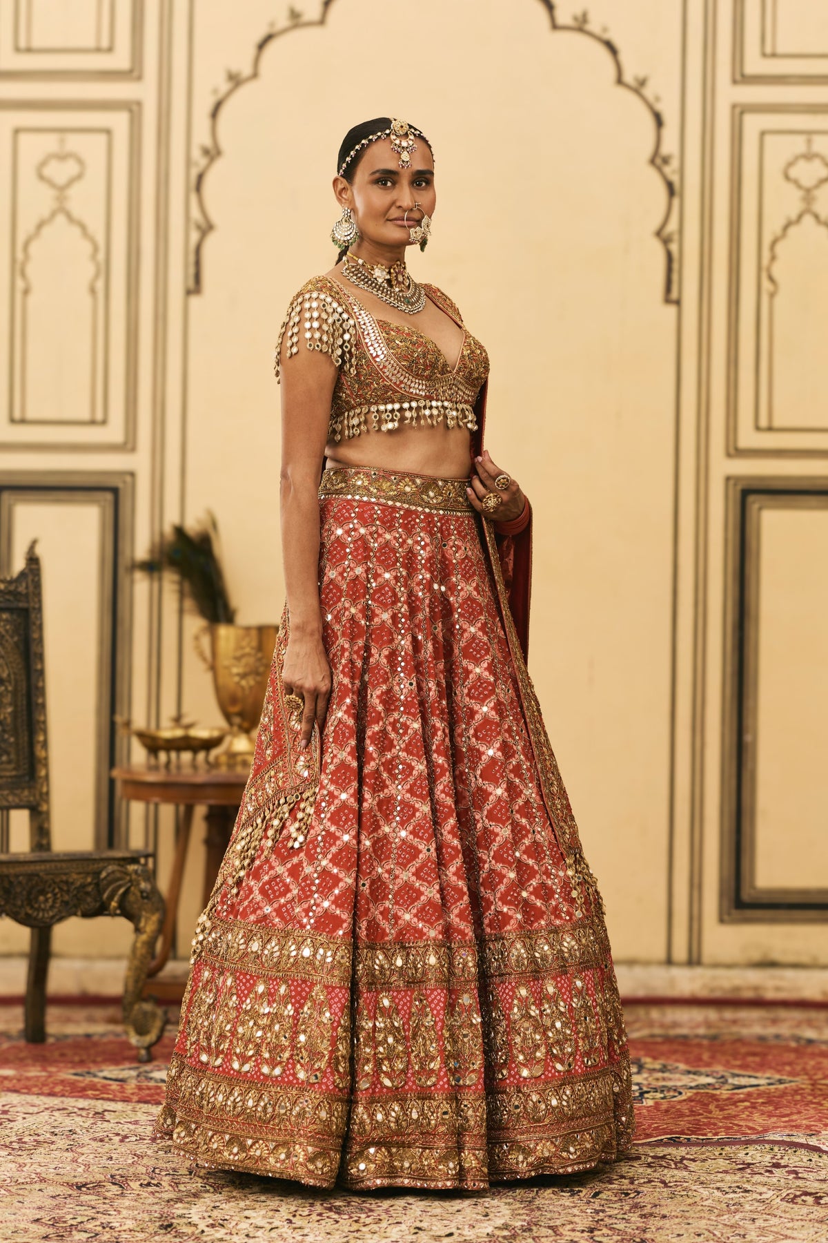 Red Bandhani Lehenga Set