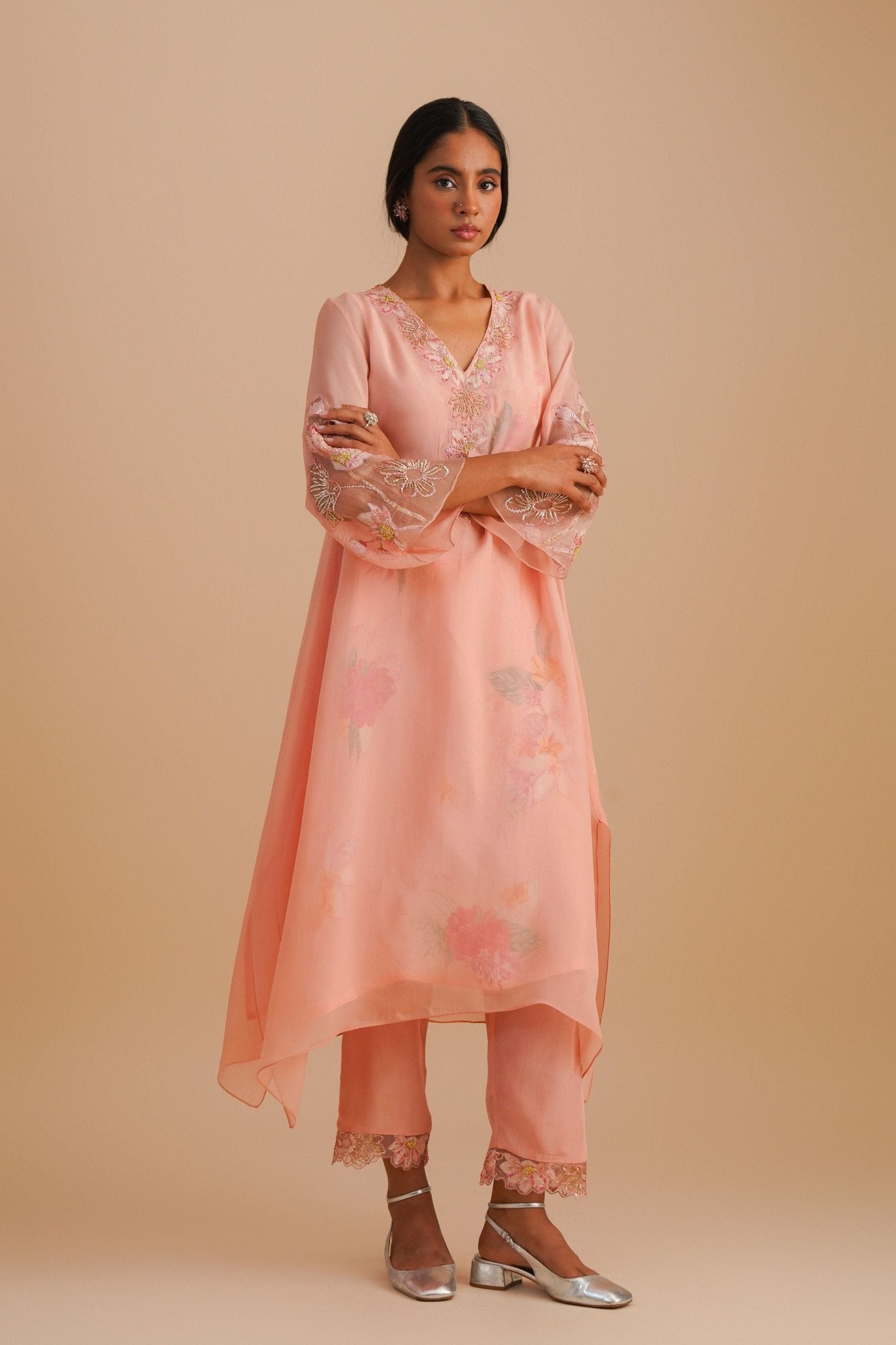 Blush Organza Kurta Set - One Not Two - Elahe