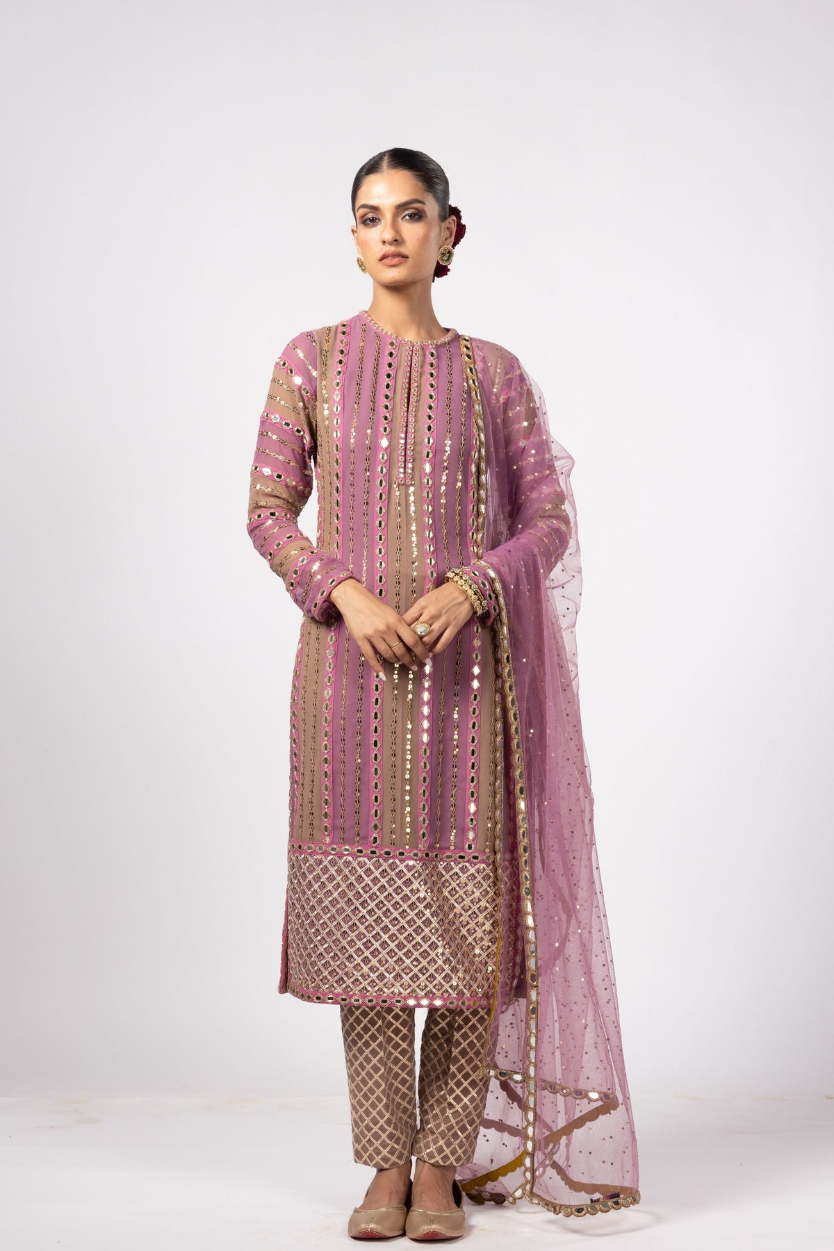 Mud Mauve Mirror Kurta Set