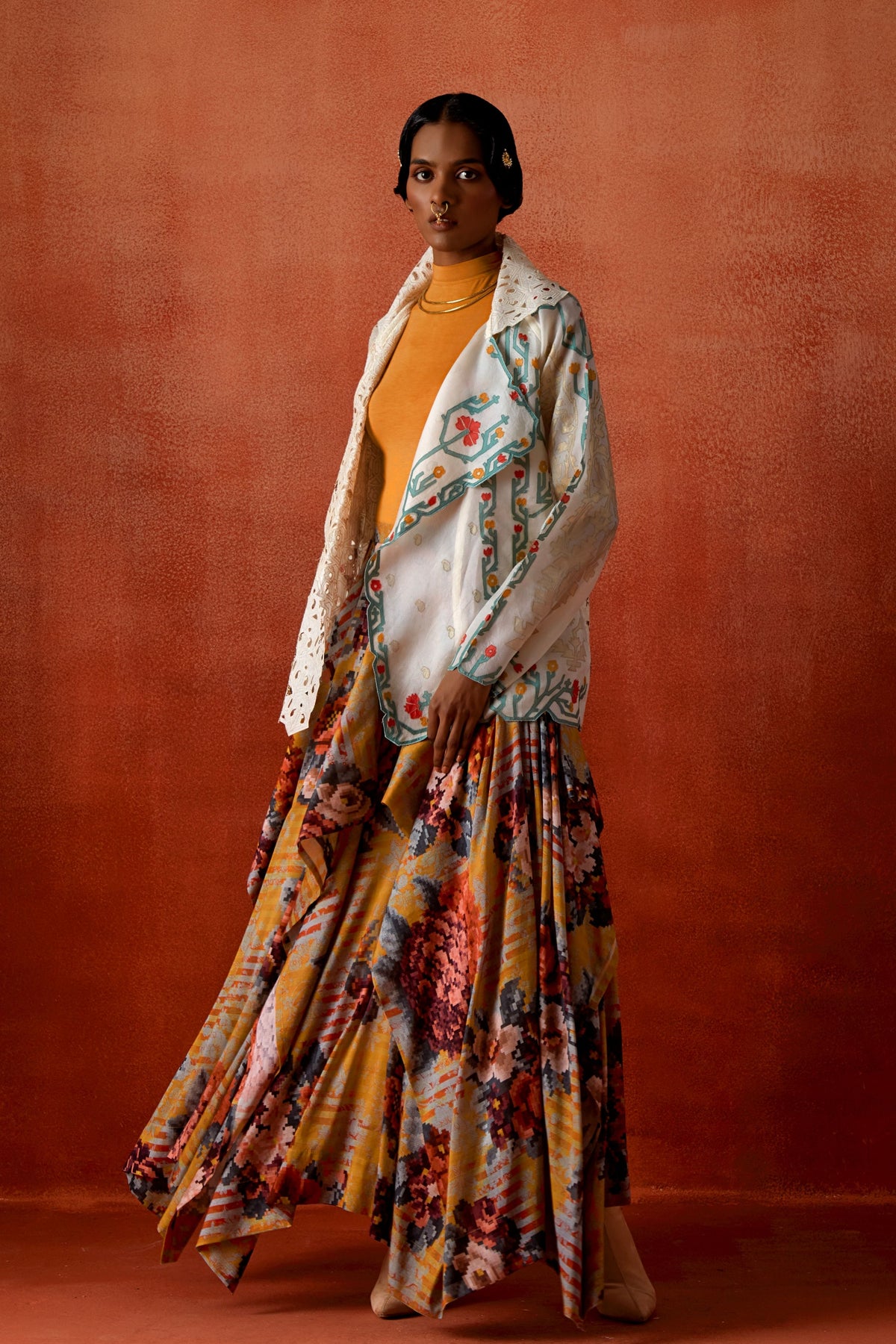 Printed Draped Skirt