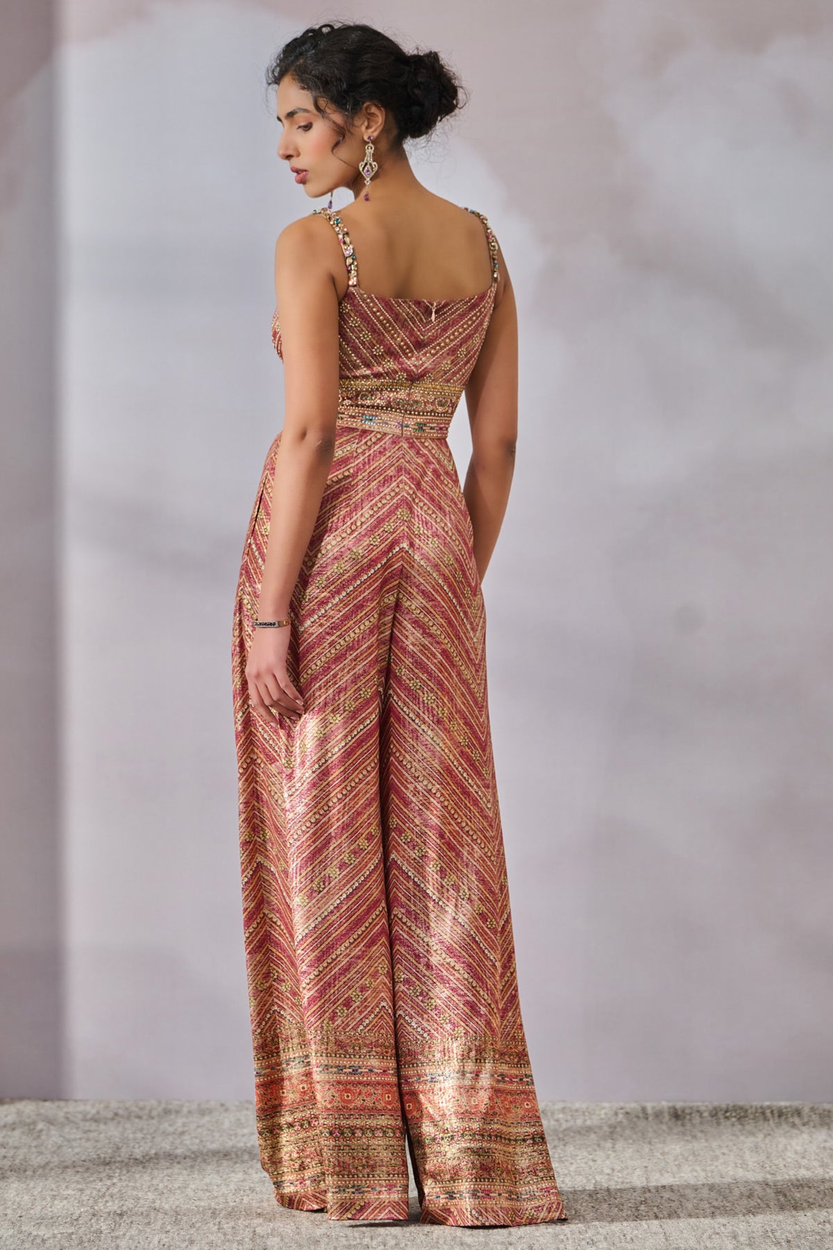Brick Red Printed Jumpsuit
