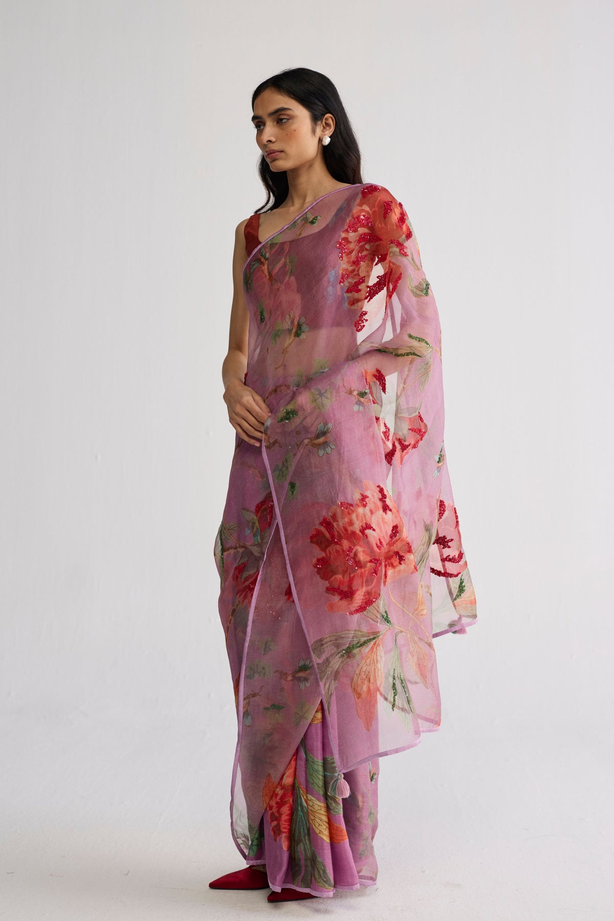 Berry Organza Saree