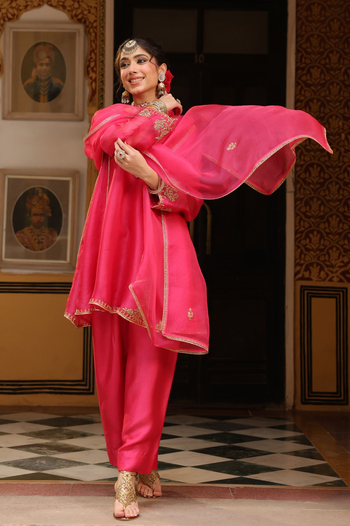 Pink Ahista Short Kurta Set