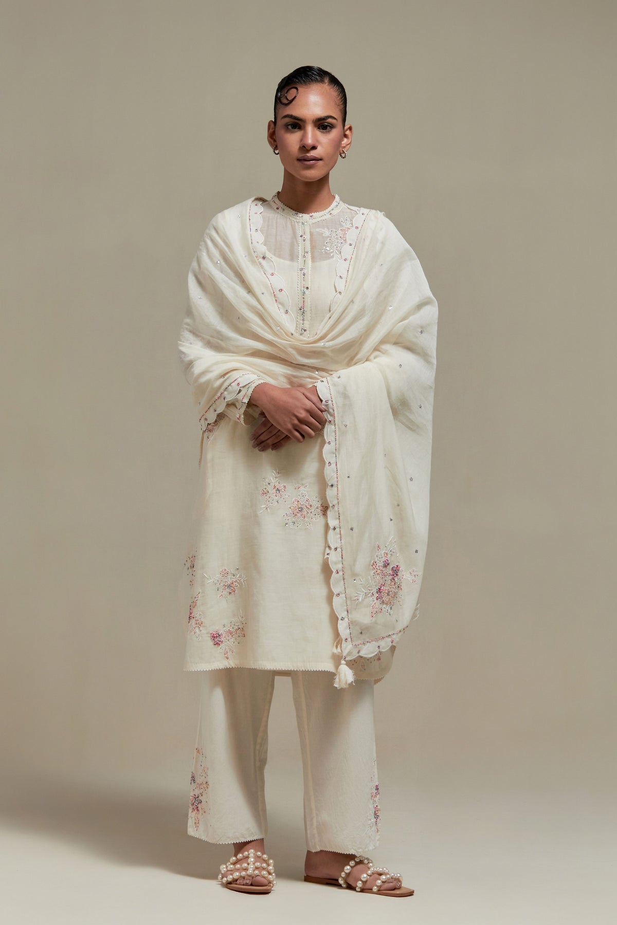 Pink Applique Kurta Set