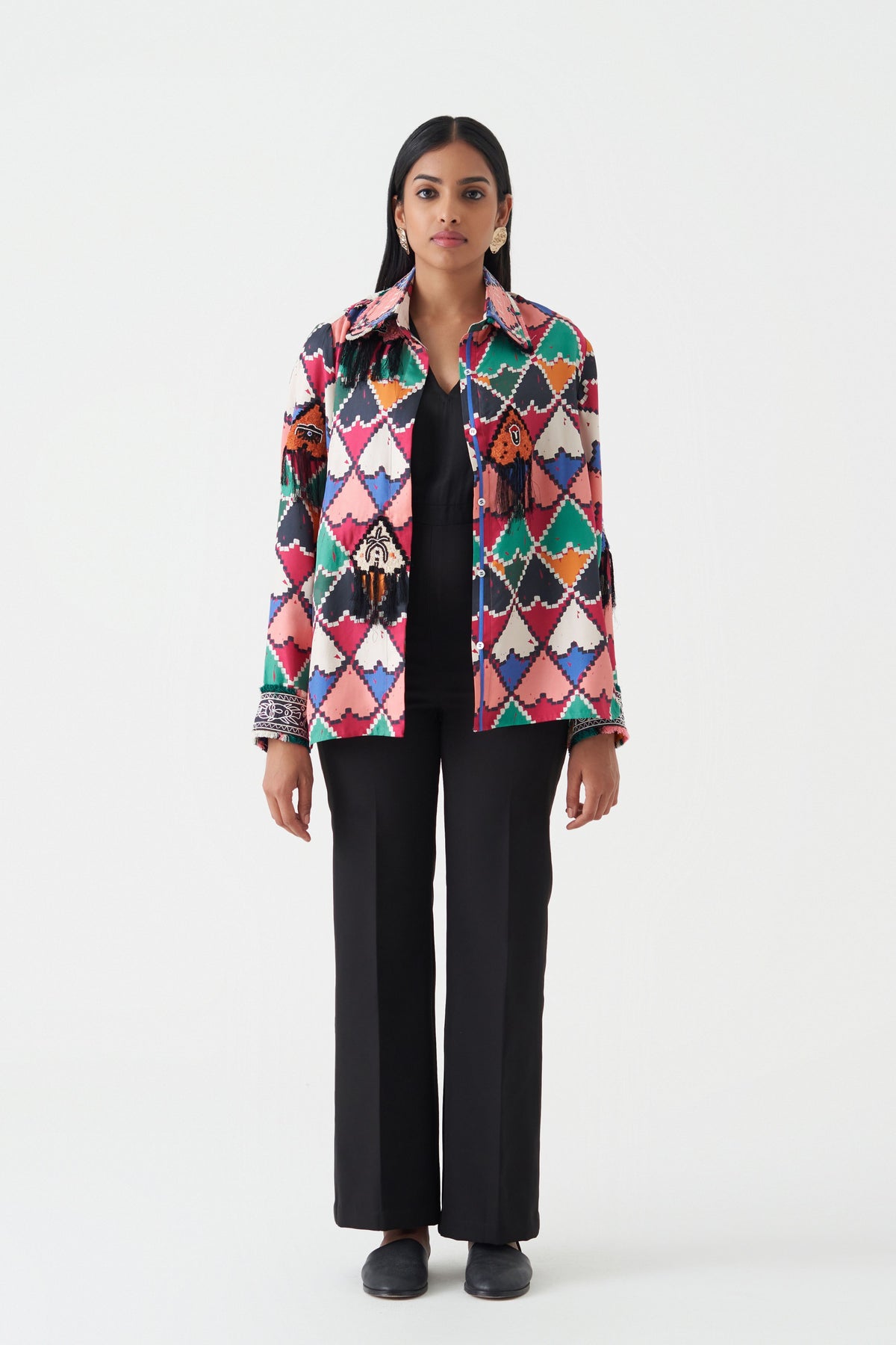 Print and Embroidered Tulum Shirt