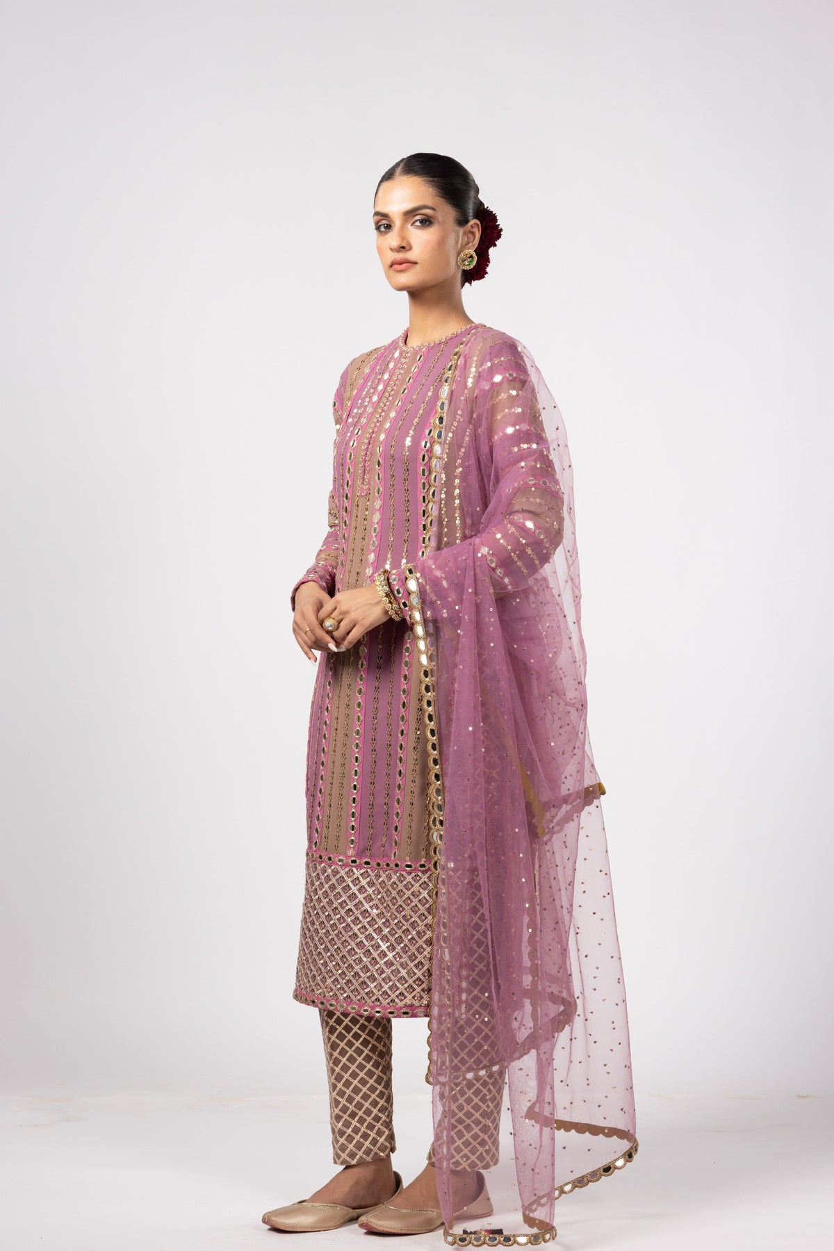 Mud Mauve Mirror Kurta Set
