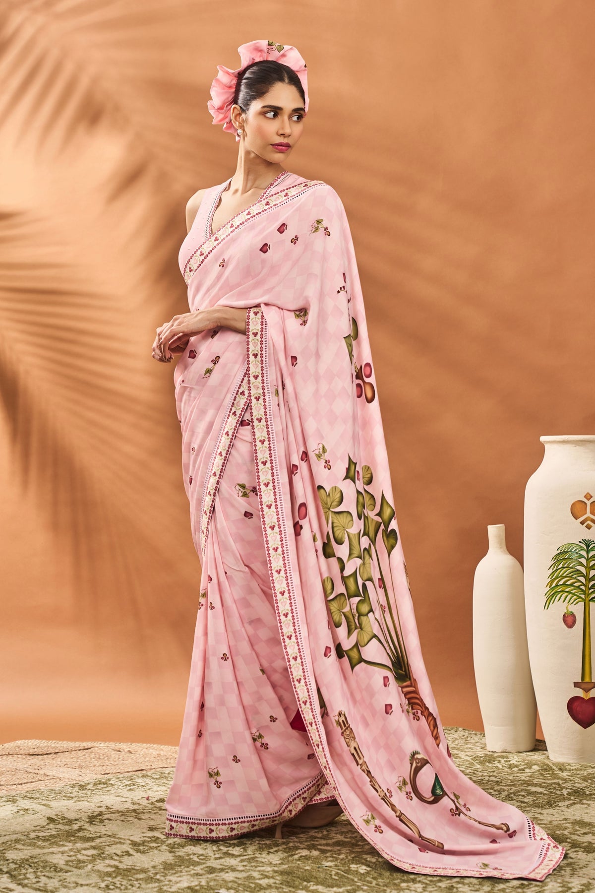 Pink Checkers Spade Bloom Saree