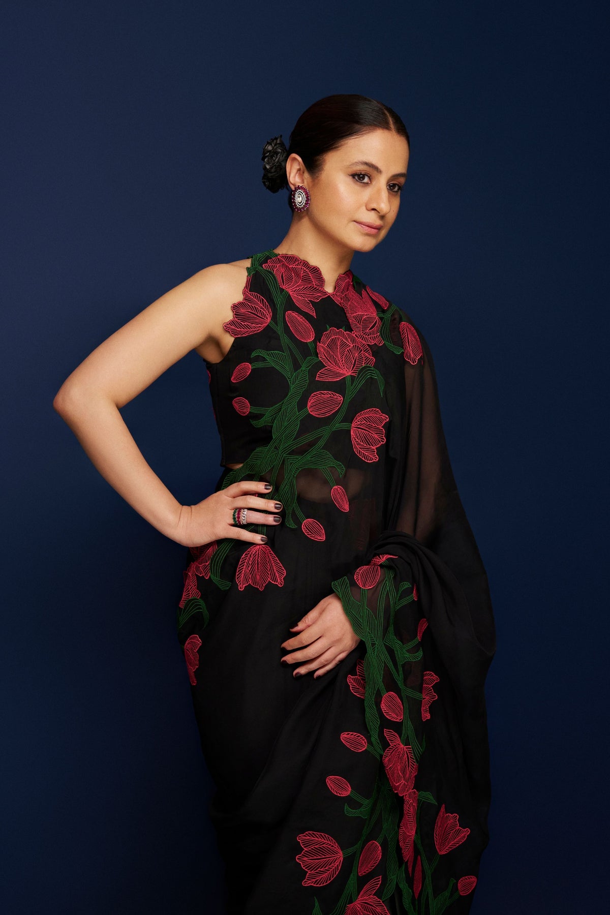 Wild Tulip Pre-Stitched Saree Set