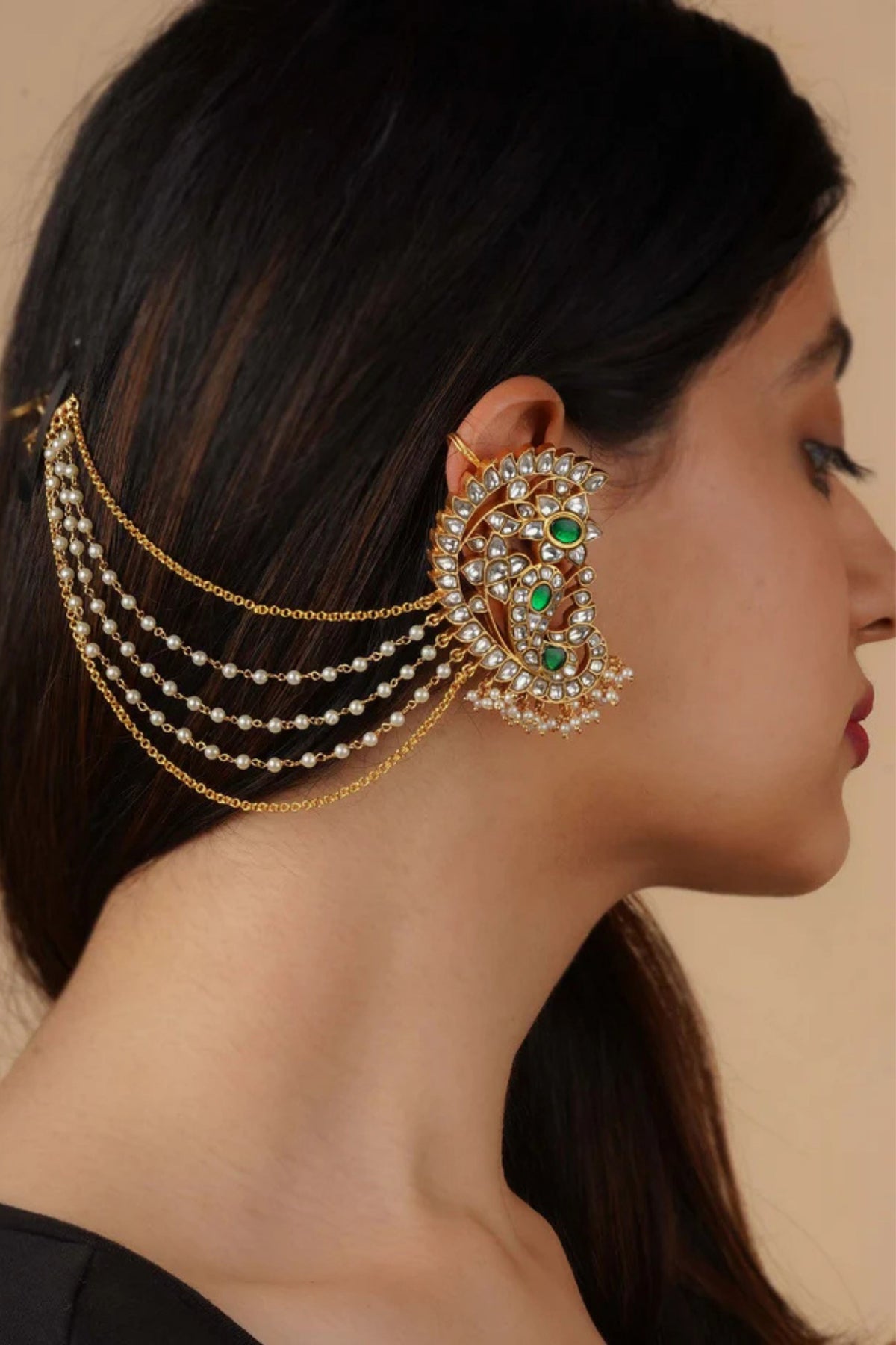 Jadau Kundan Earrings in Green