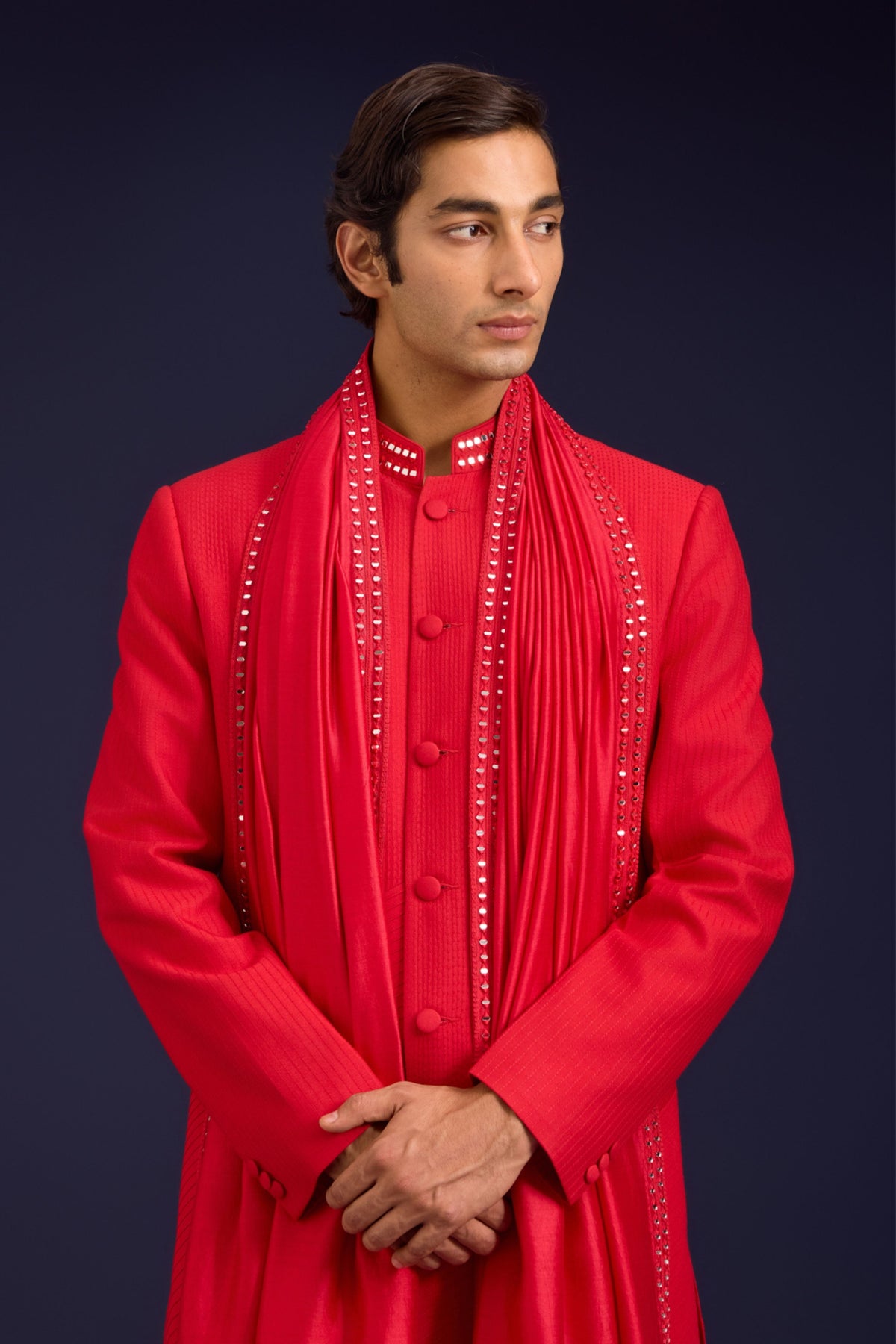Red Chinniya Silk Stole