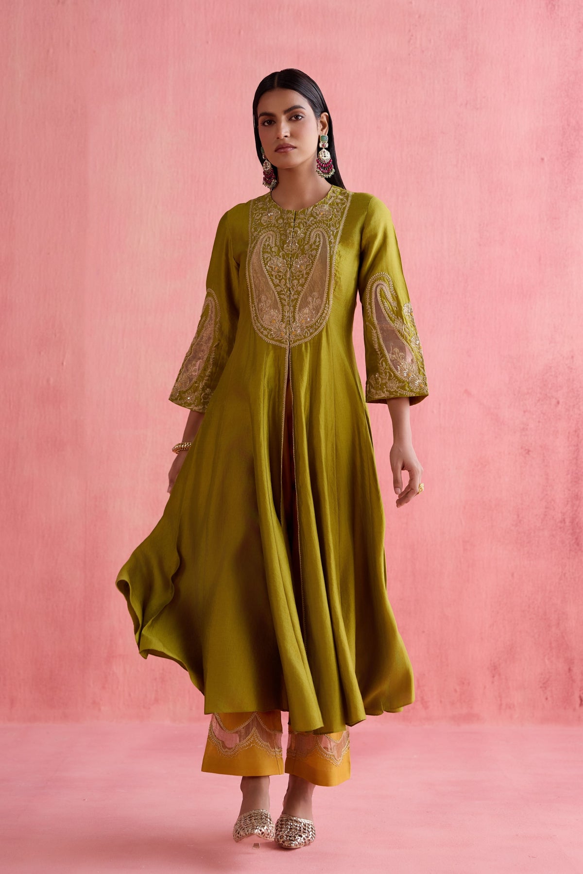 Zeenat Green Anarkali Set