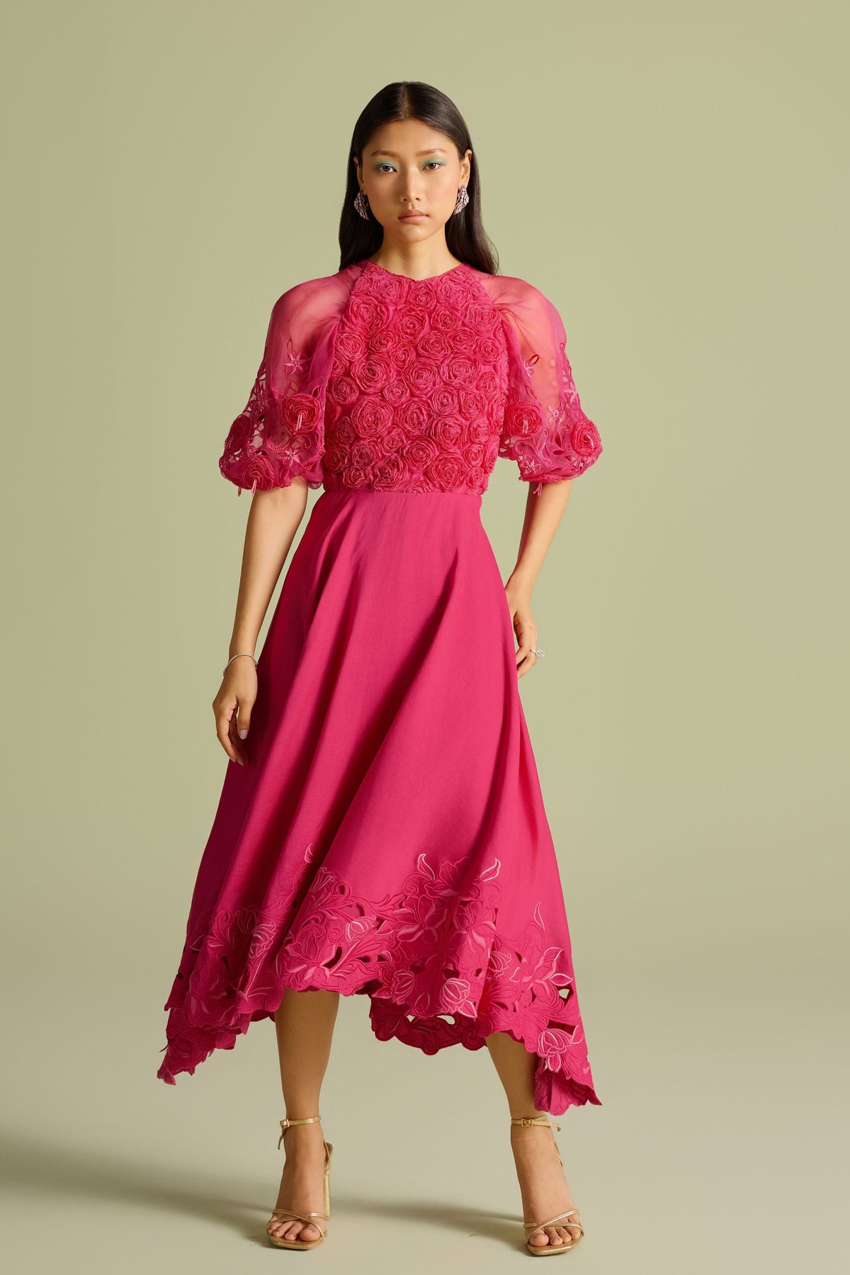 Pink Rose Flounce Dress