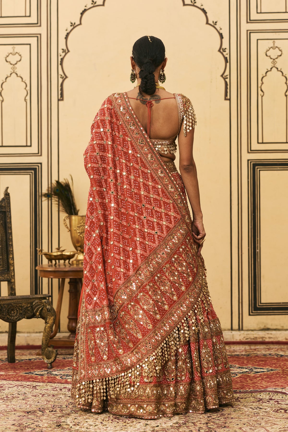 Red Bandhani Lehenga Set