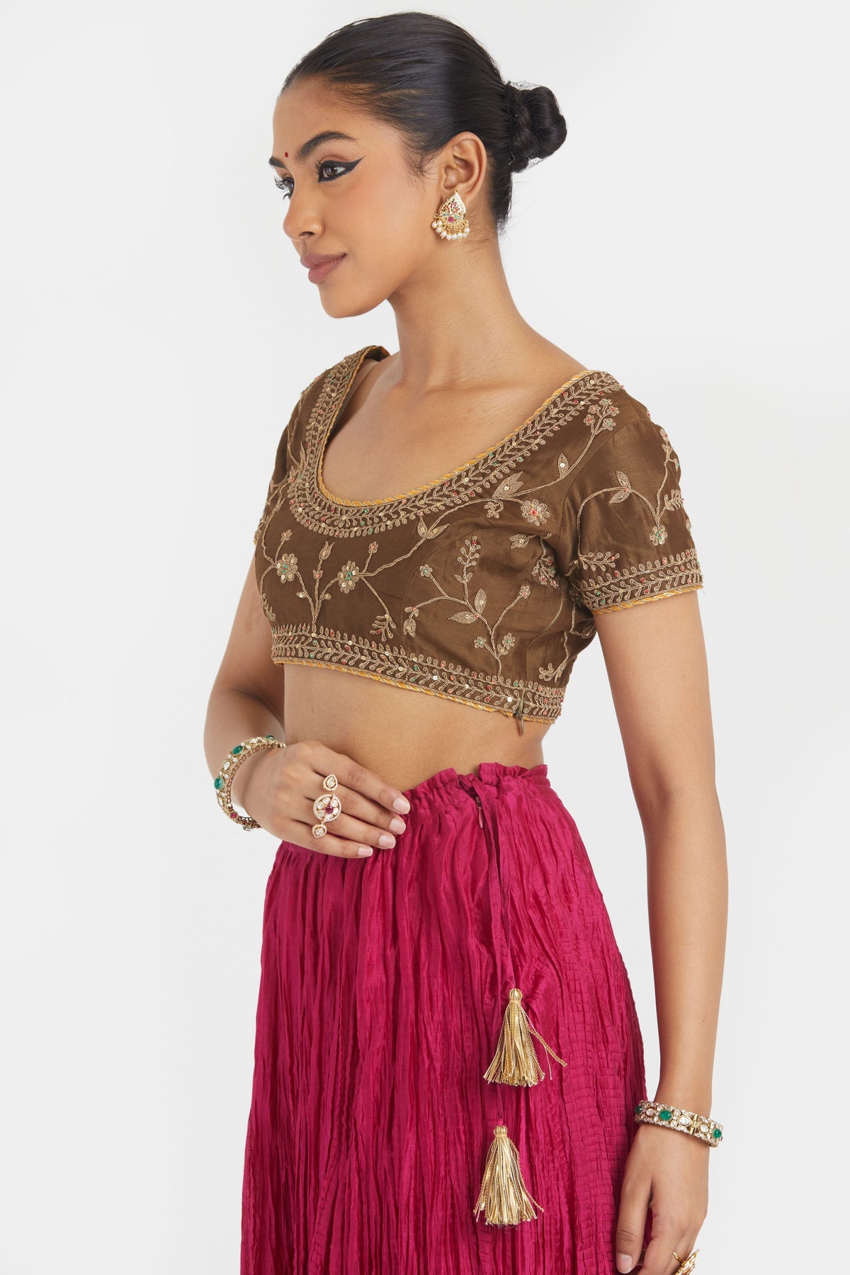 Olive Silk Lehenga Set