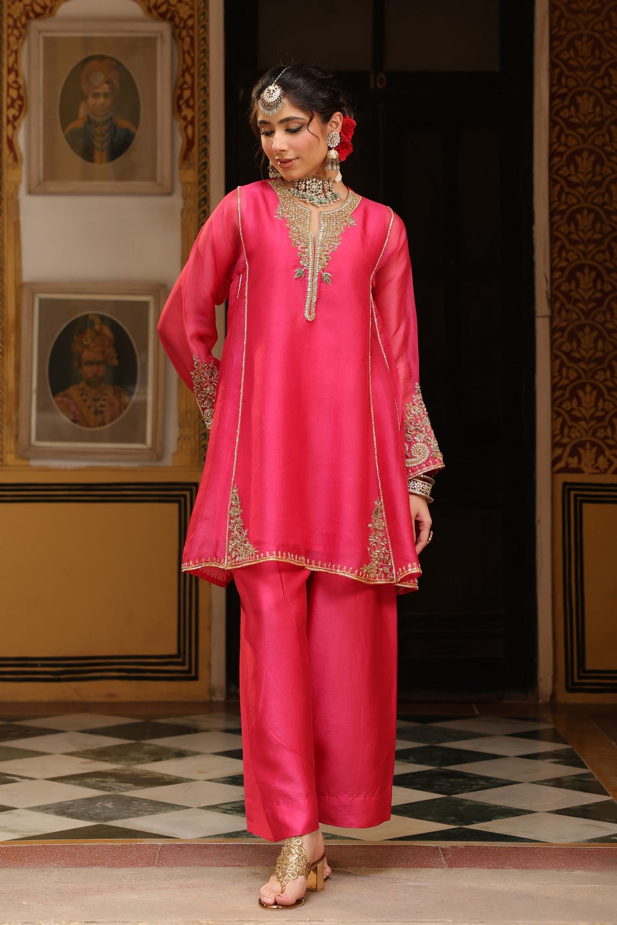 Pink Ahista Short Kurta Set