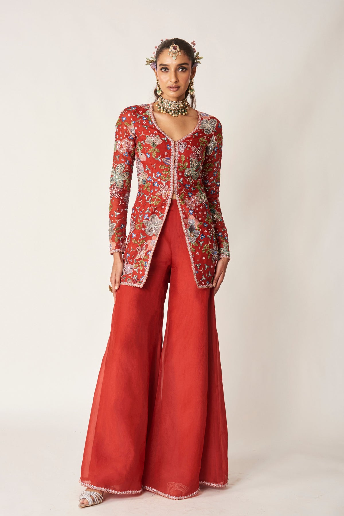 Sangrine Red Sharara Set