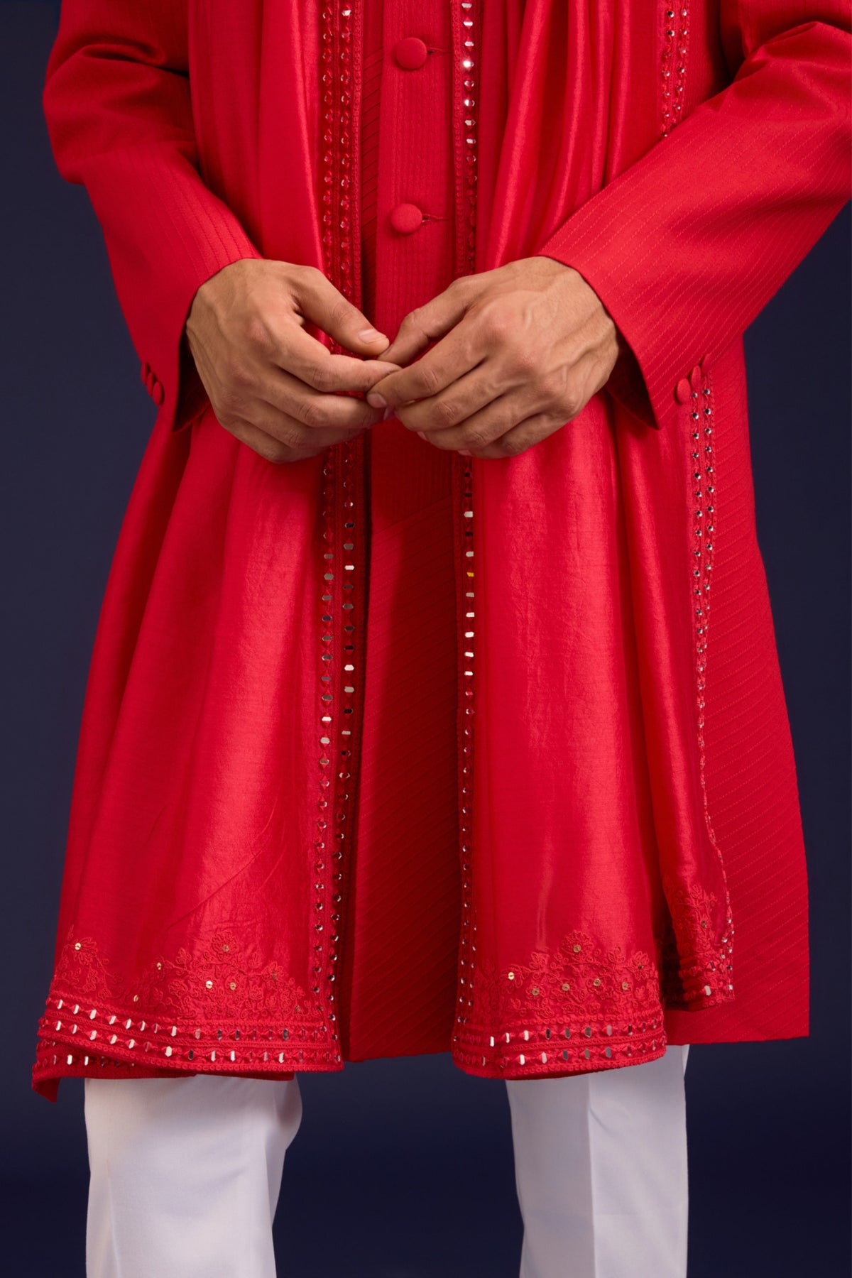 Red Chinniya Silk Stole