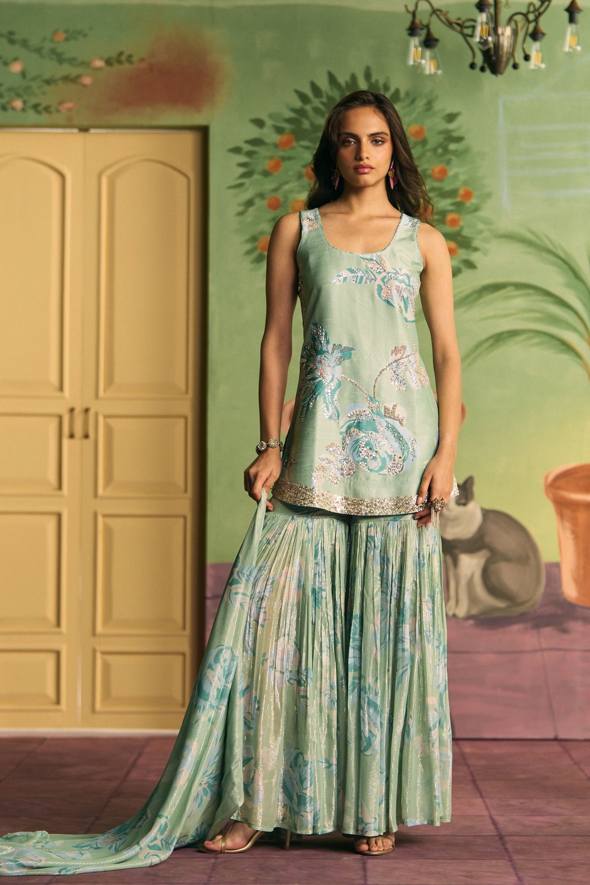 Mint Garden Sharara Set