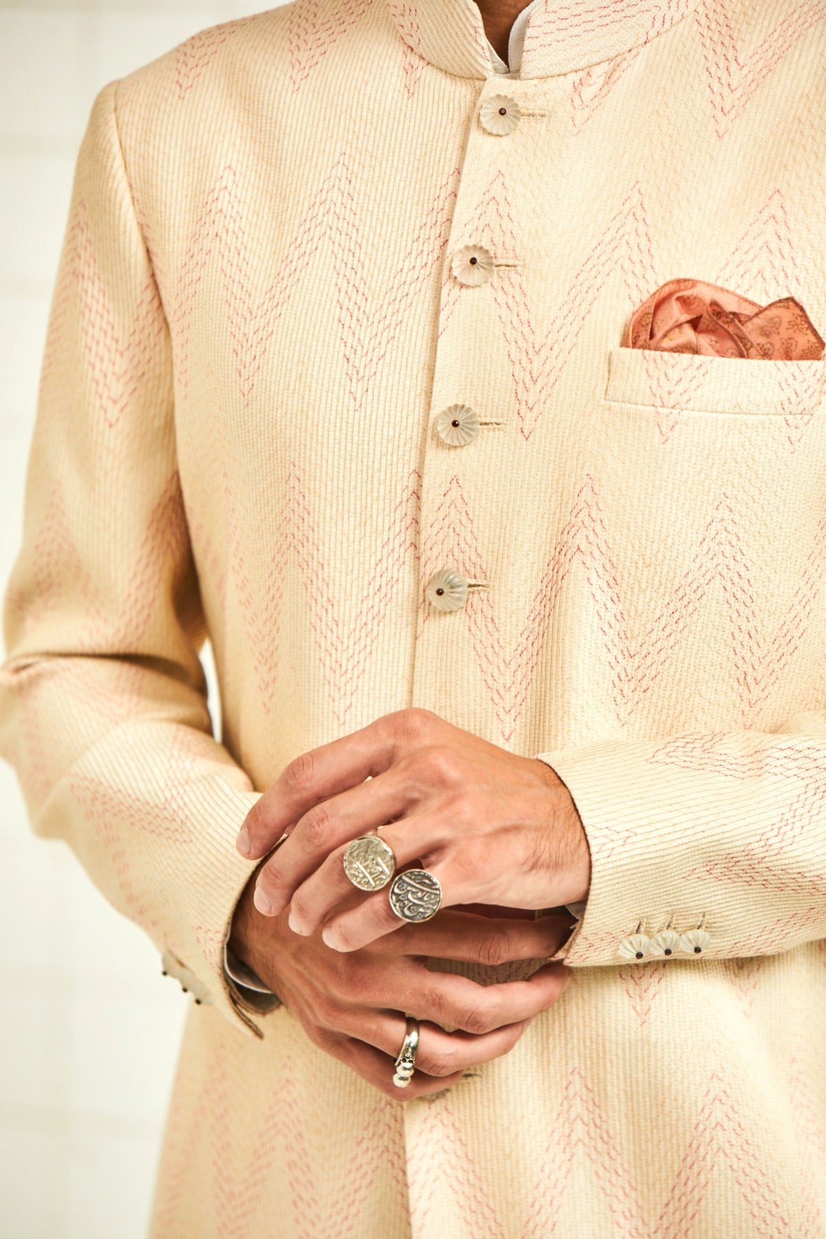 Theekariya Chevron Stitch Sherwani