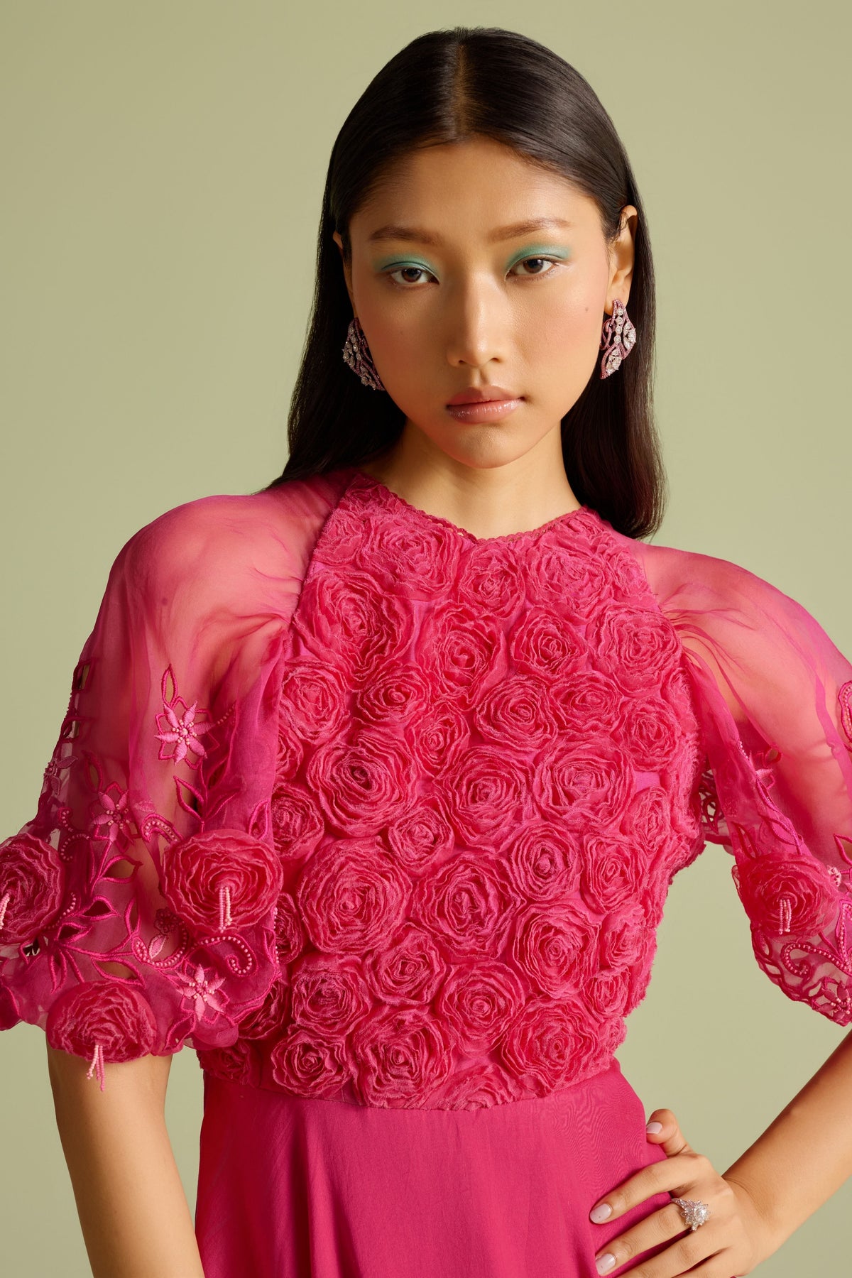 Pink Rose Flounce Dress