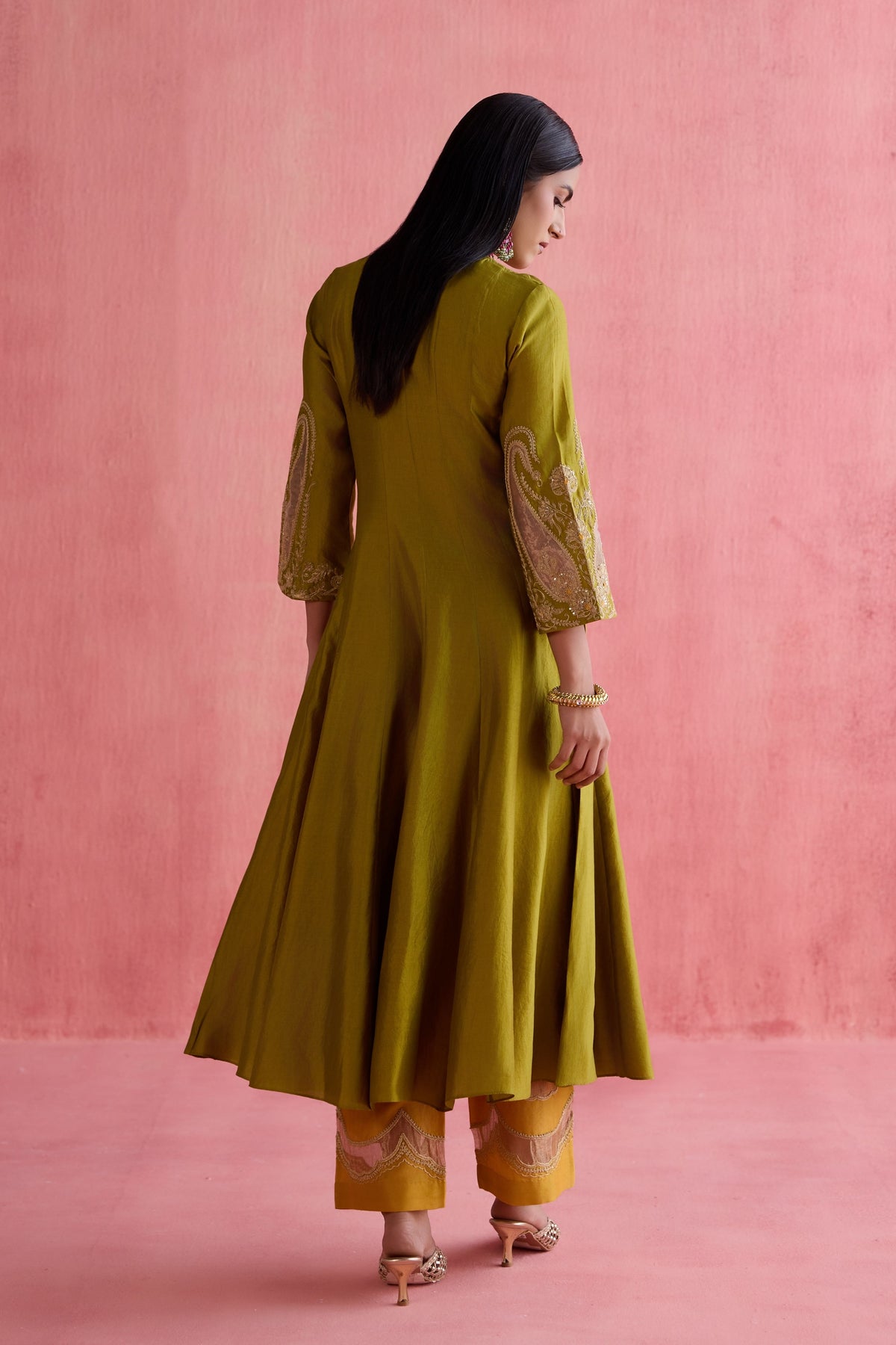 Zeenat Green Anarkali Set