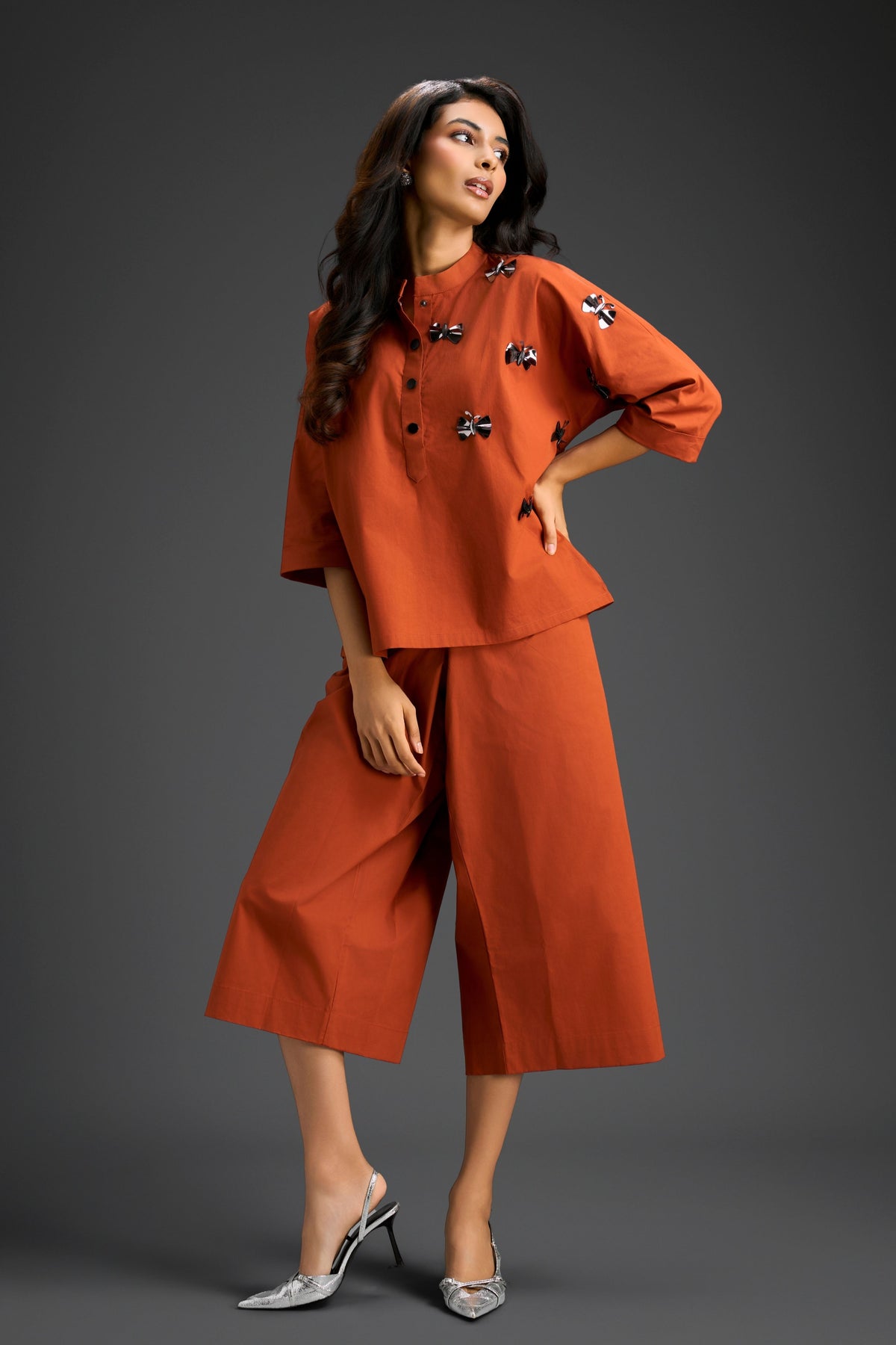 Rust Embellished Butterfly Co-ord Set
